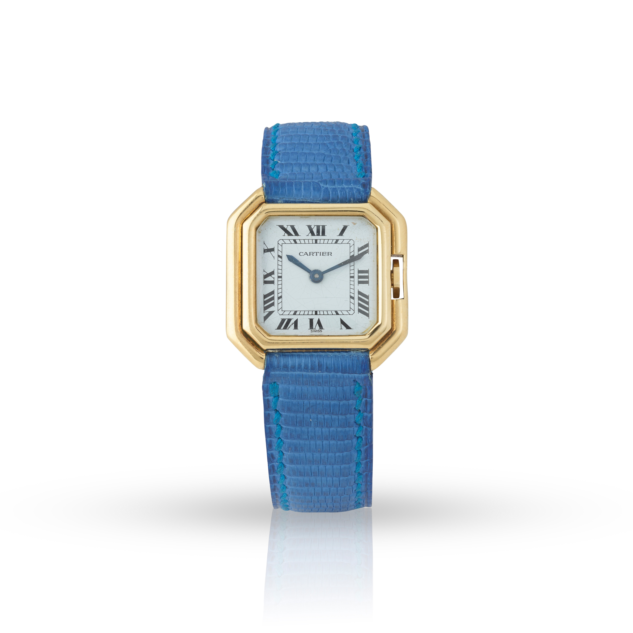 Cartier, Paris. A fine 18k yellow gold mid-size octagonal mechanical wristwatch