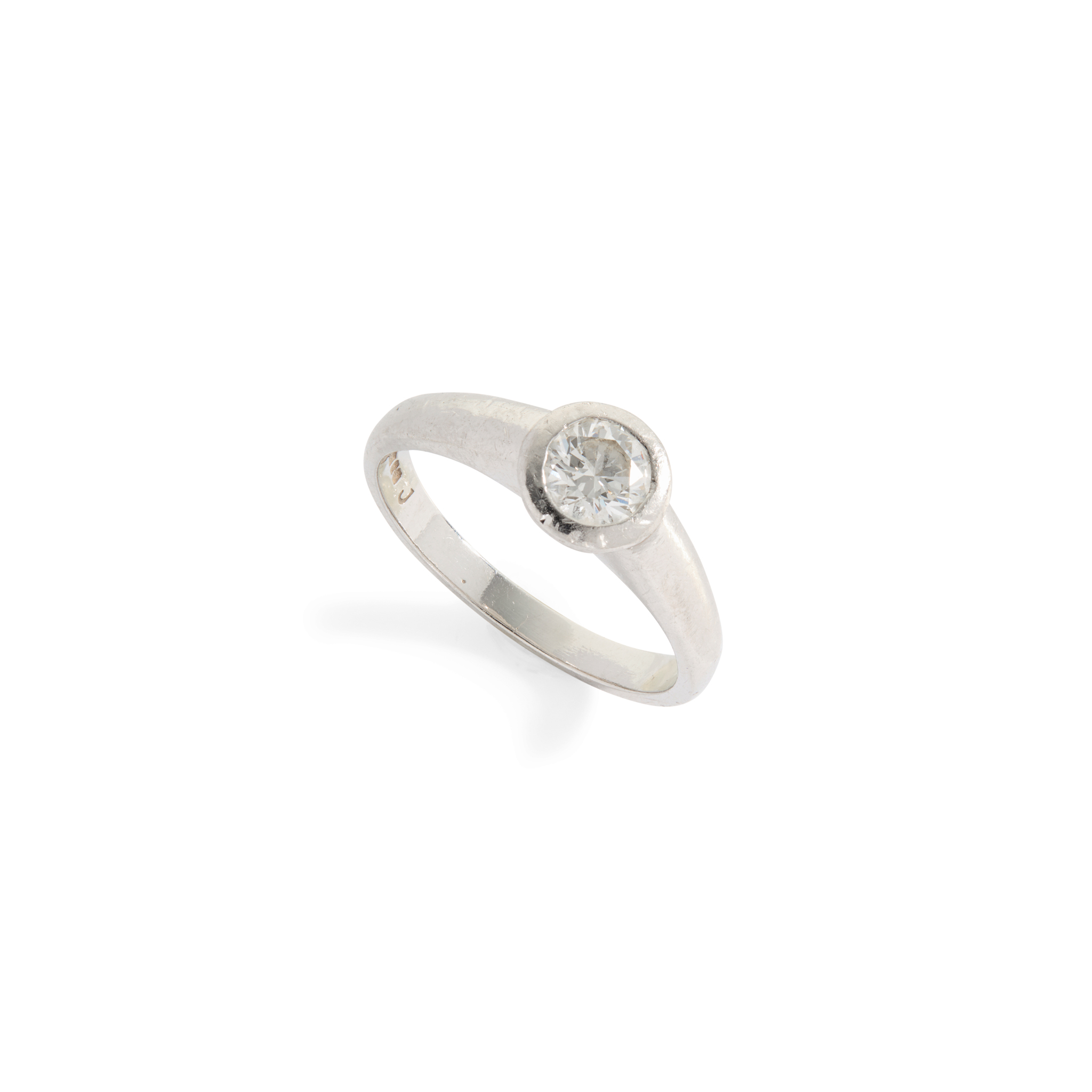 A platinum single-stone diamond ring
