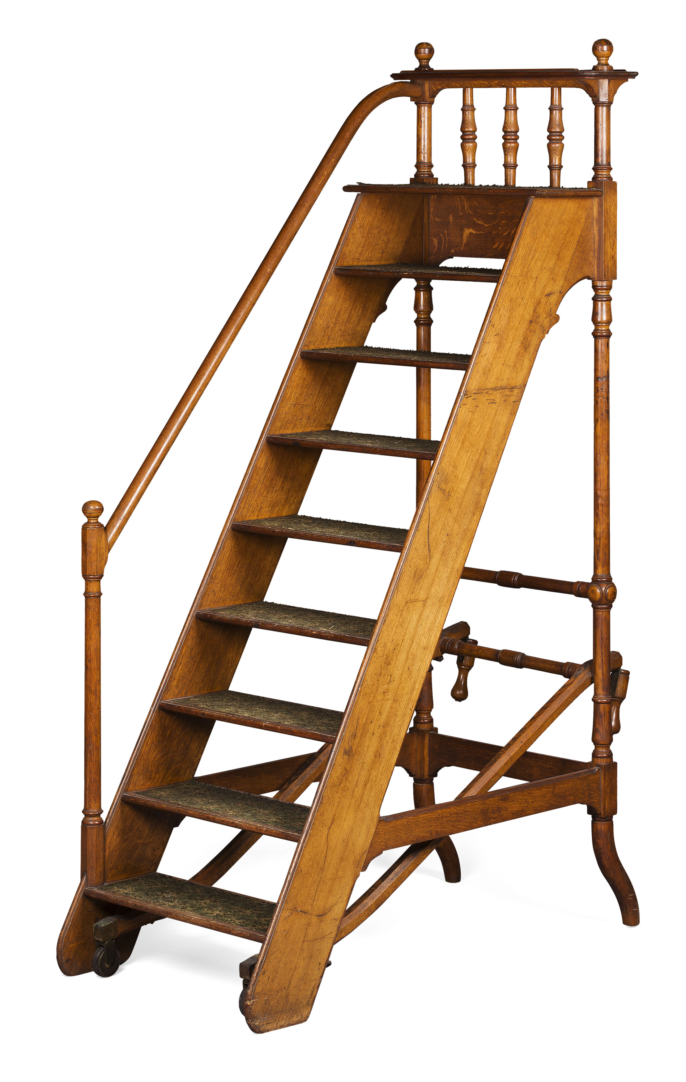 SET OF VICTORIAN OAK FRAMED LIBRARY STEPS