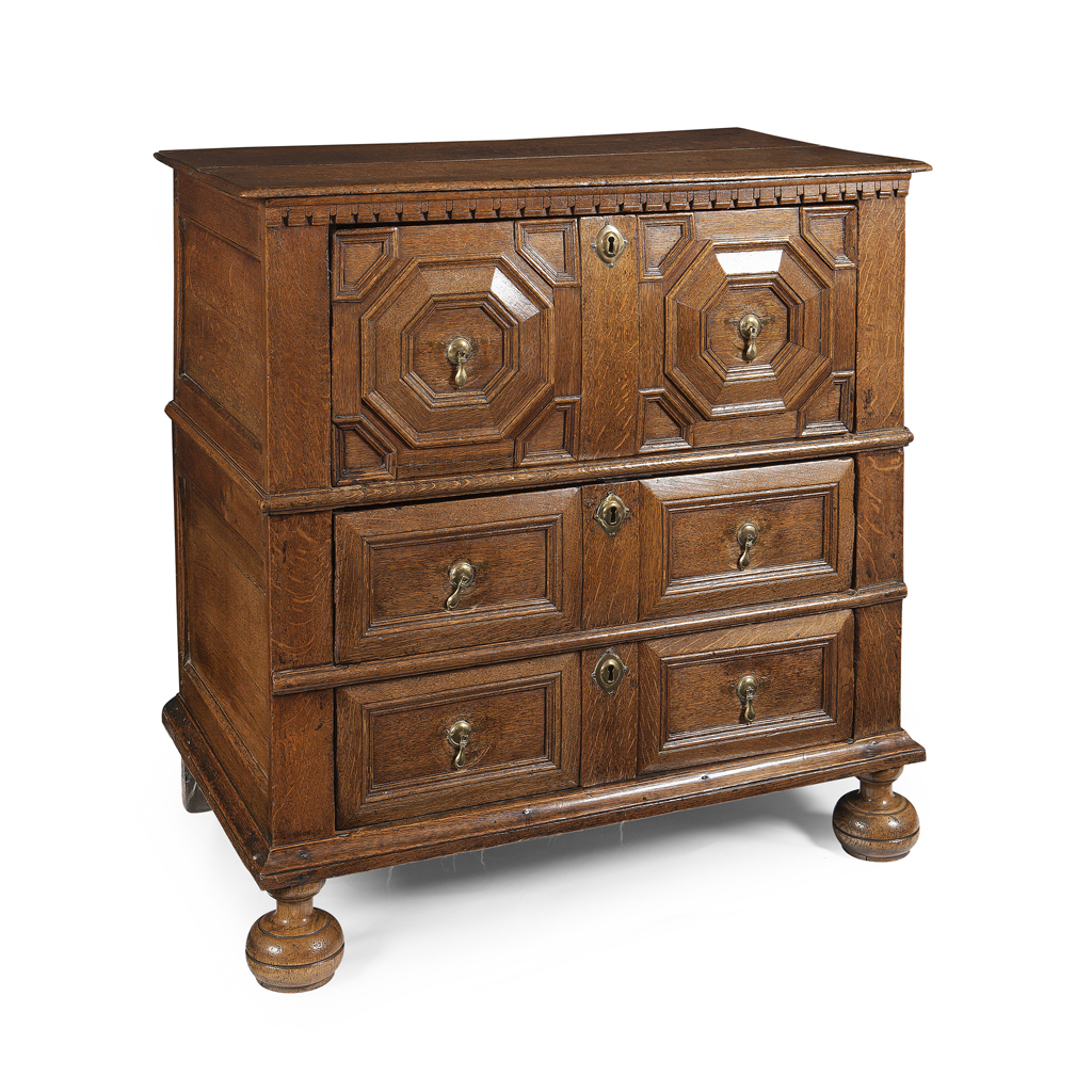 CHARLES II OAK CHEST OF DRAWERS