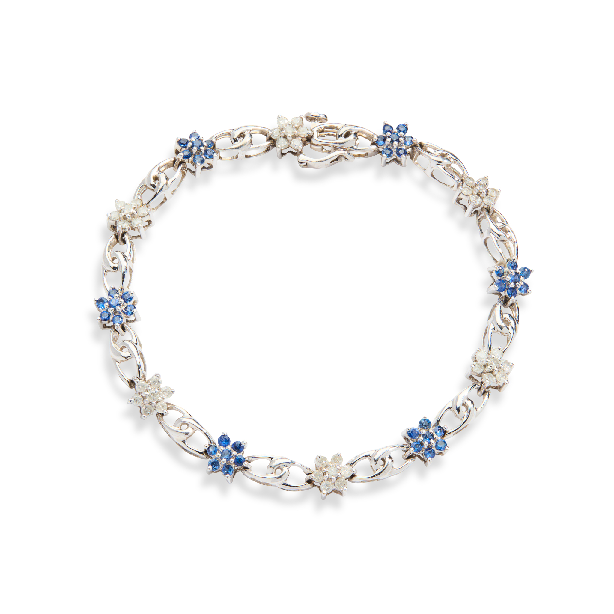 A 9ct gold sapphire and diamond bracelet