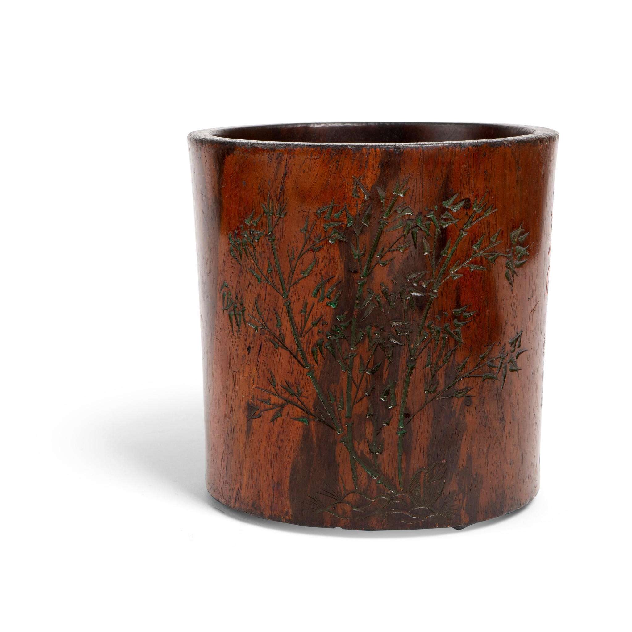 WOODEN BRUSH POT