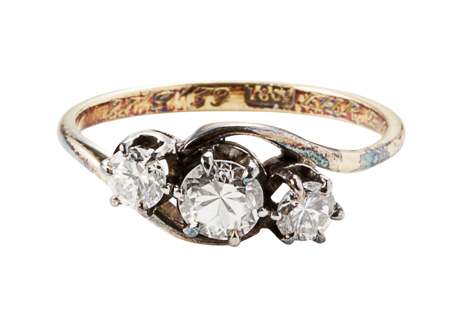 A three stone diamond ring