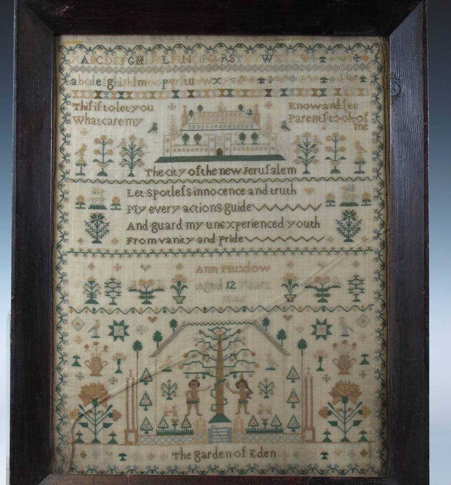 A 19th century sampler By Ann Muxlow, aged 12 years, 1846
