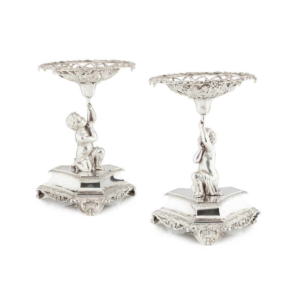 A pair of silver comports