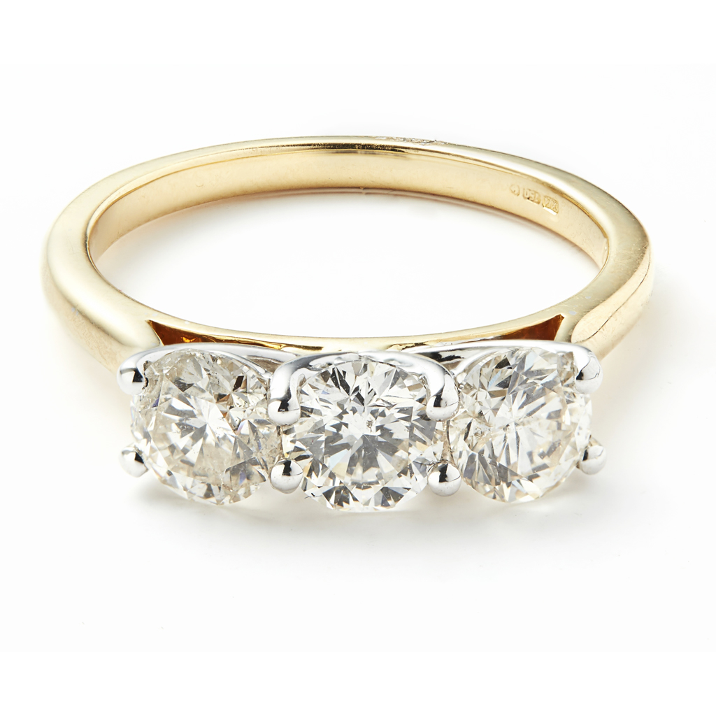 A three stone diamond ring