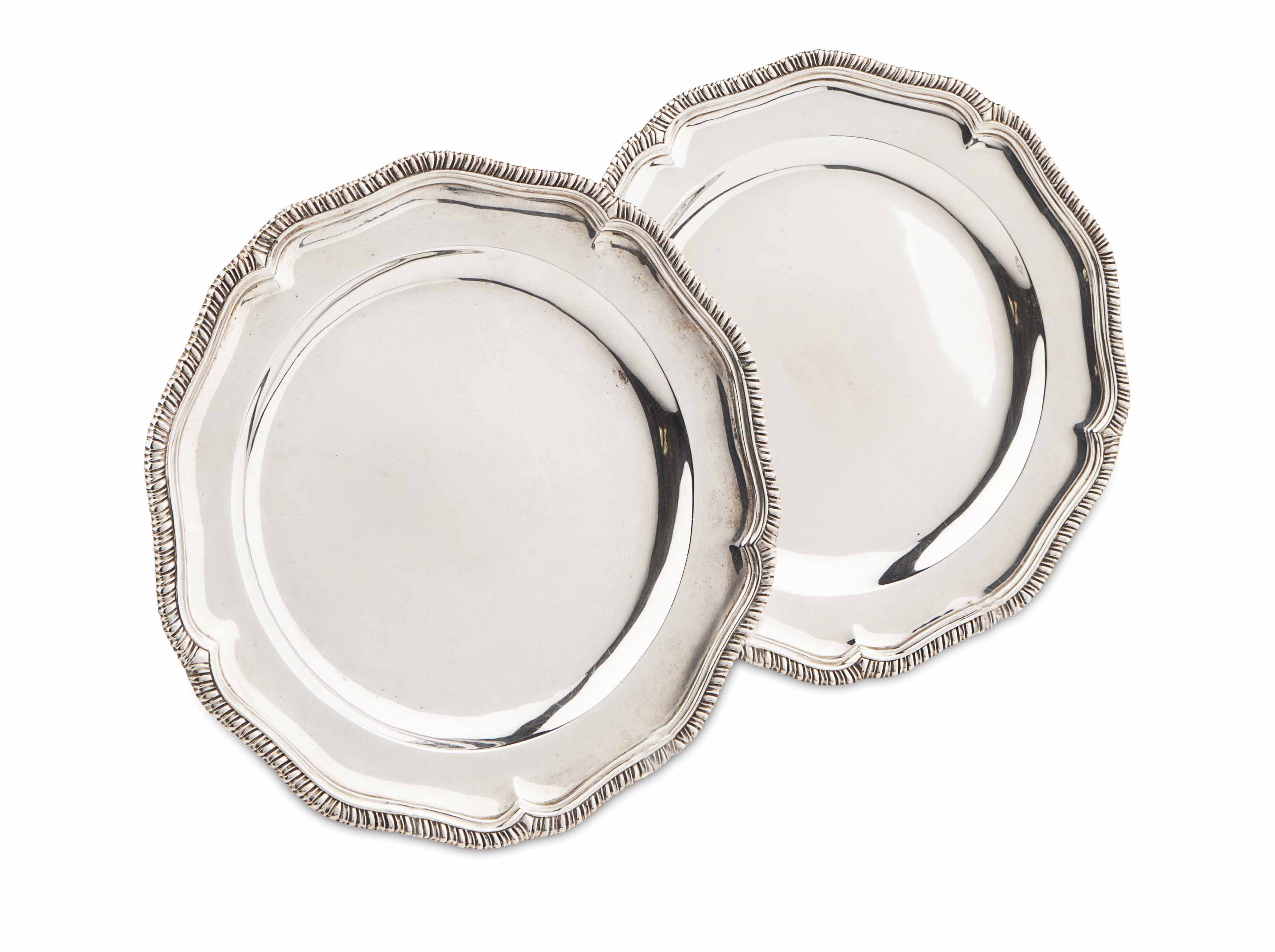 TWO EDWARDIAN SILVER UNDERPLATES