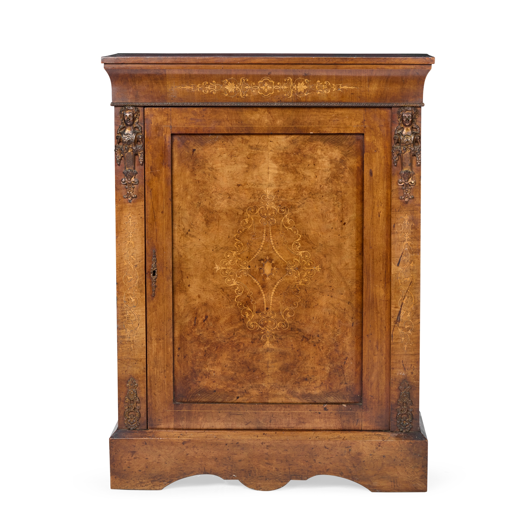 VICTORIAN WALNUT AND MARQUETRY PIER CABINET