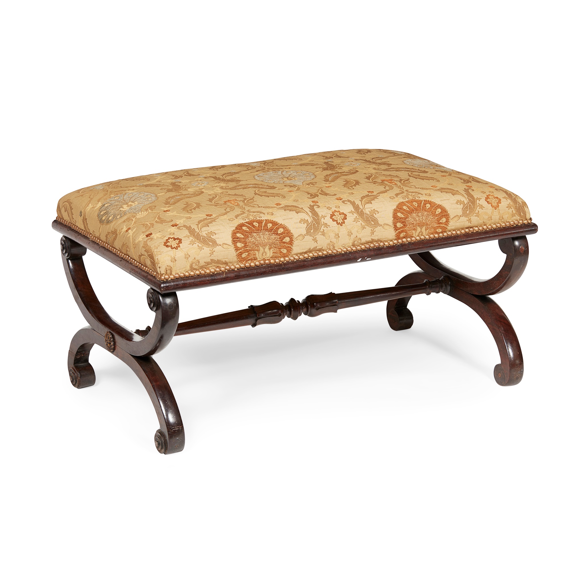 REGENCY ROSEWOOD FRAMED LONG STOOL