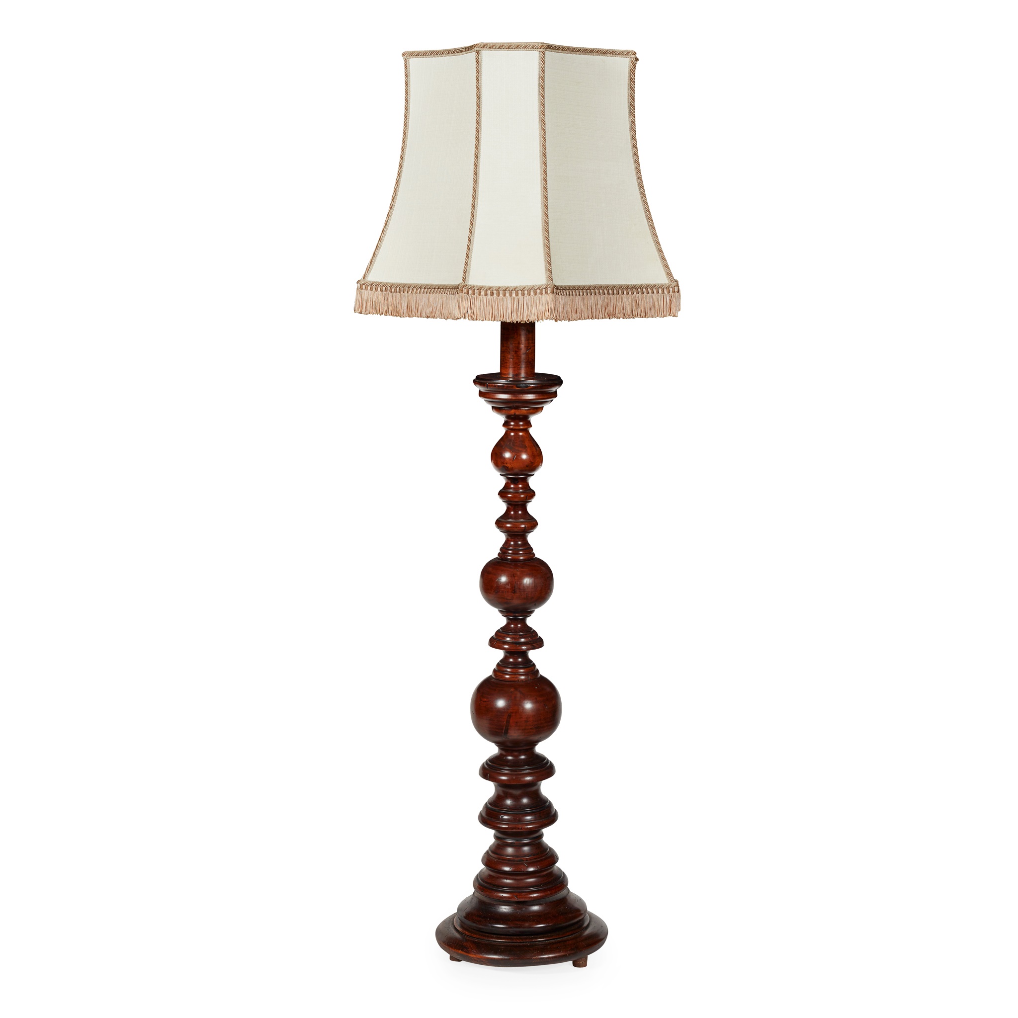 TURNED WALNUT STANDARD LAMP