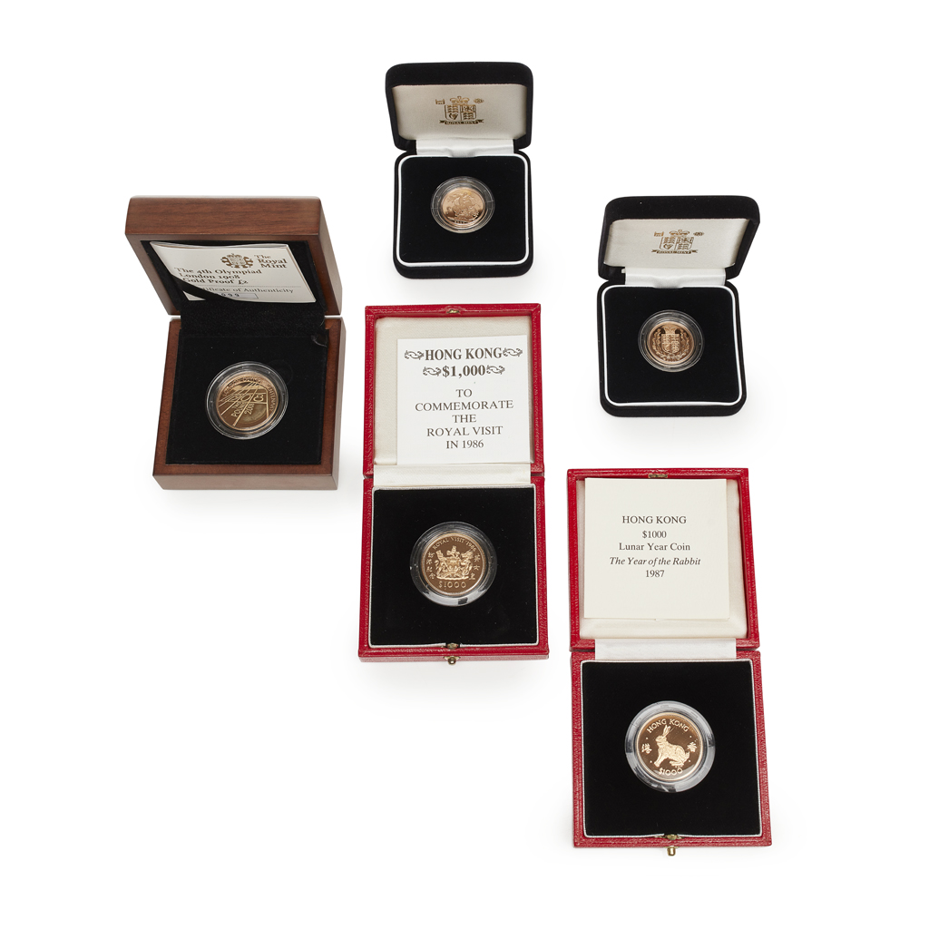 U.K., Hong Kong, - Various proof gold coins