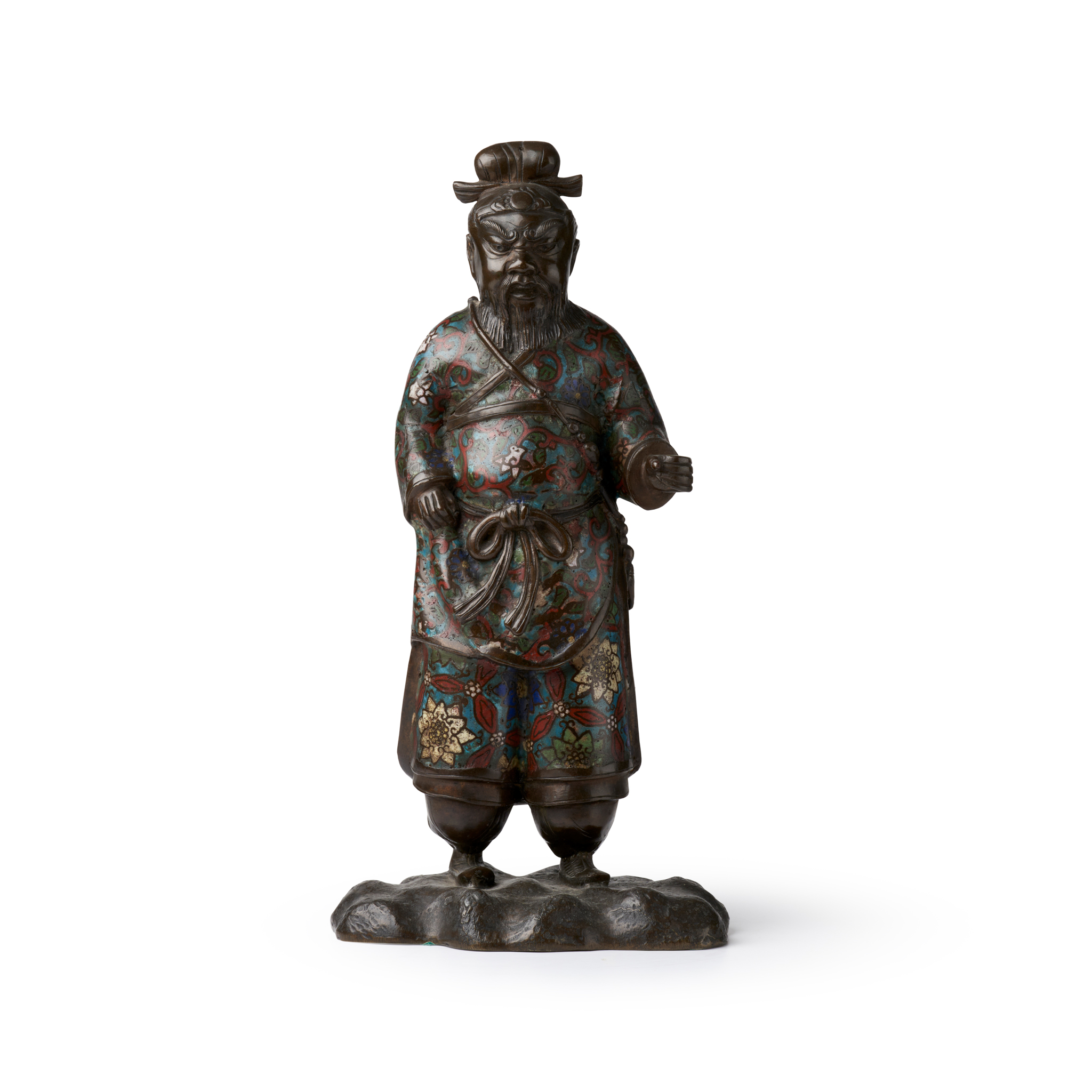 CHAMPLEVÉ ENAMEL BRONZE MALE FIGURE