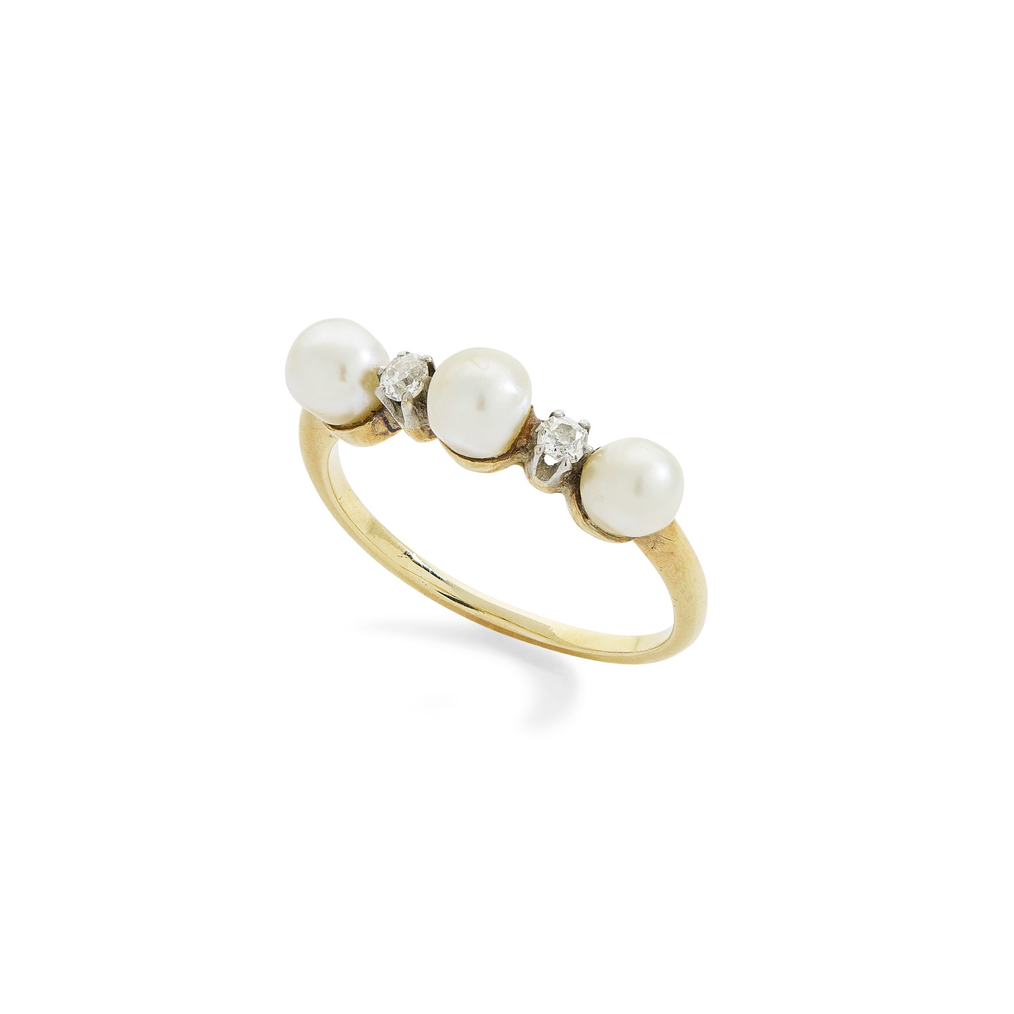 An early 20th century pearl and diamond ring