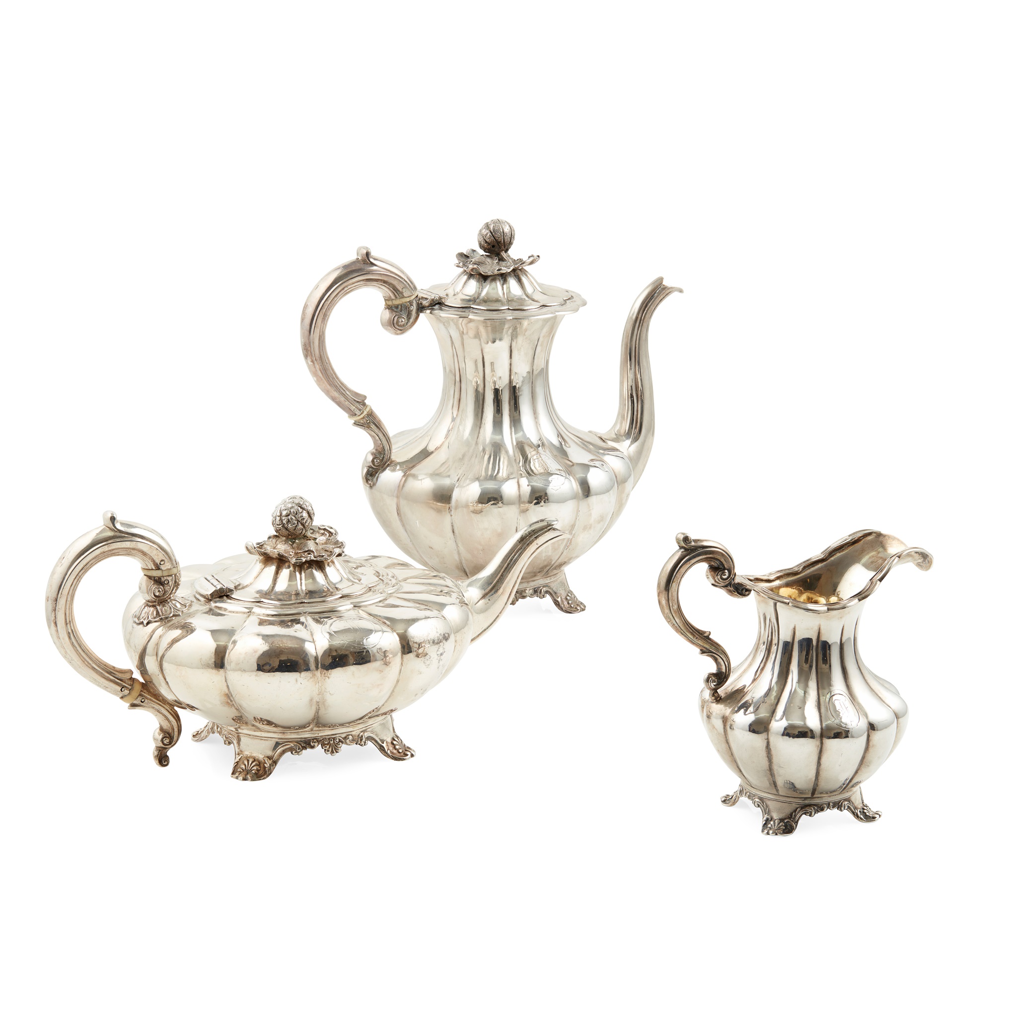 A Victorian three piece part tea service