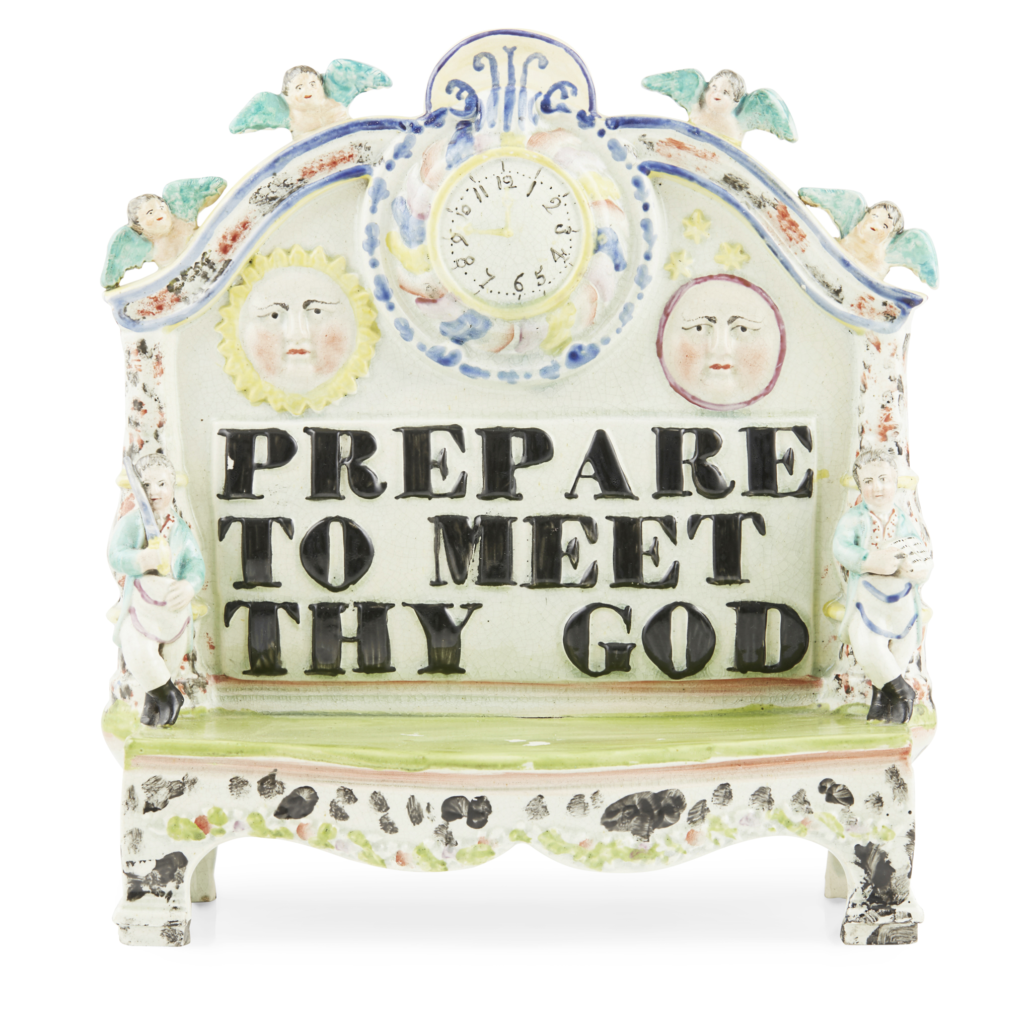 STAFFORDSHIRE PEARLWARE MANTEL ORNAMENT, ATTRIBUTED TO OBADIAH SHERRATT