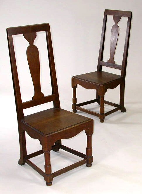 A set of six 19th century oak dining chairs,