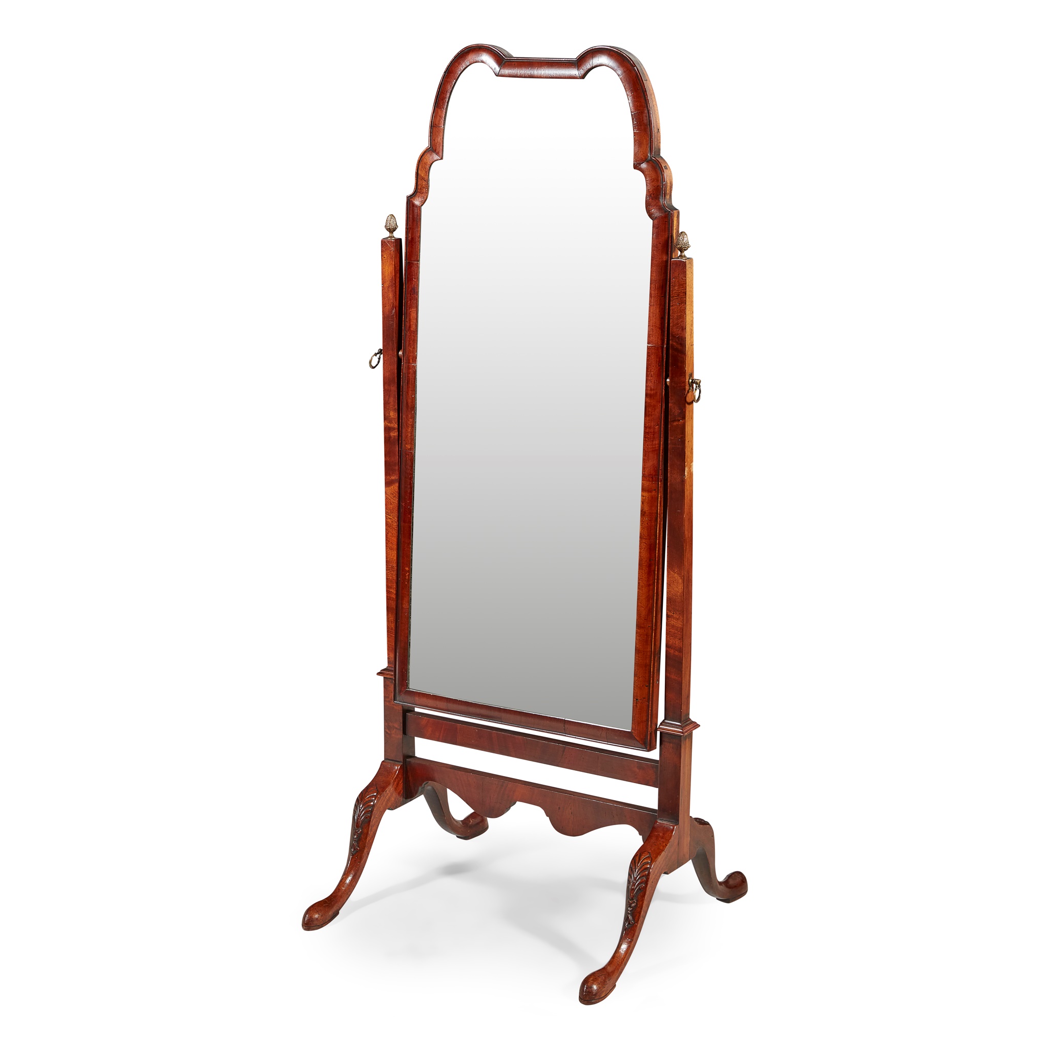 QUEEN ANNE STYLE MAHOGANY CHEVAL MIRROR