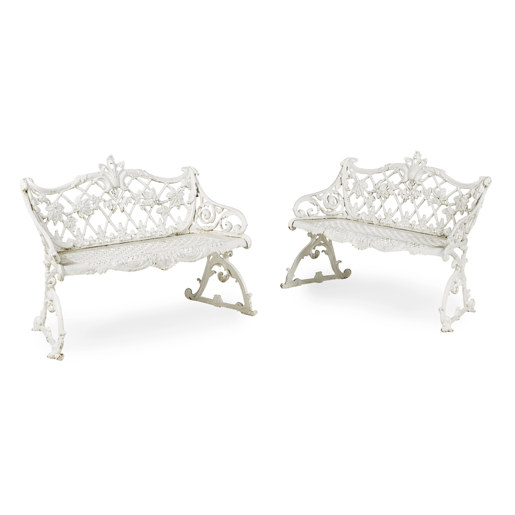 PAIR OF CAST IRON BENCHES