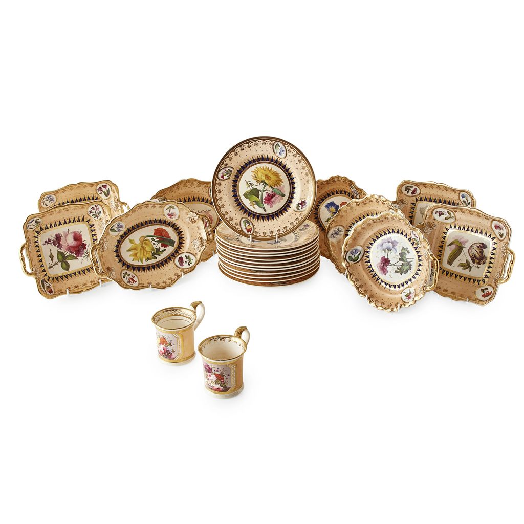 ENGLISH PORCELAIN PART FRUIT SERVICE