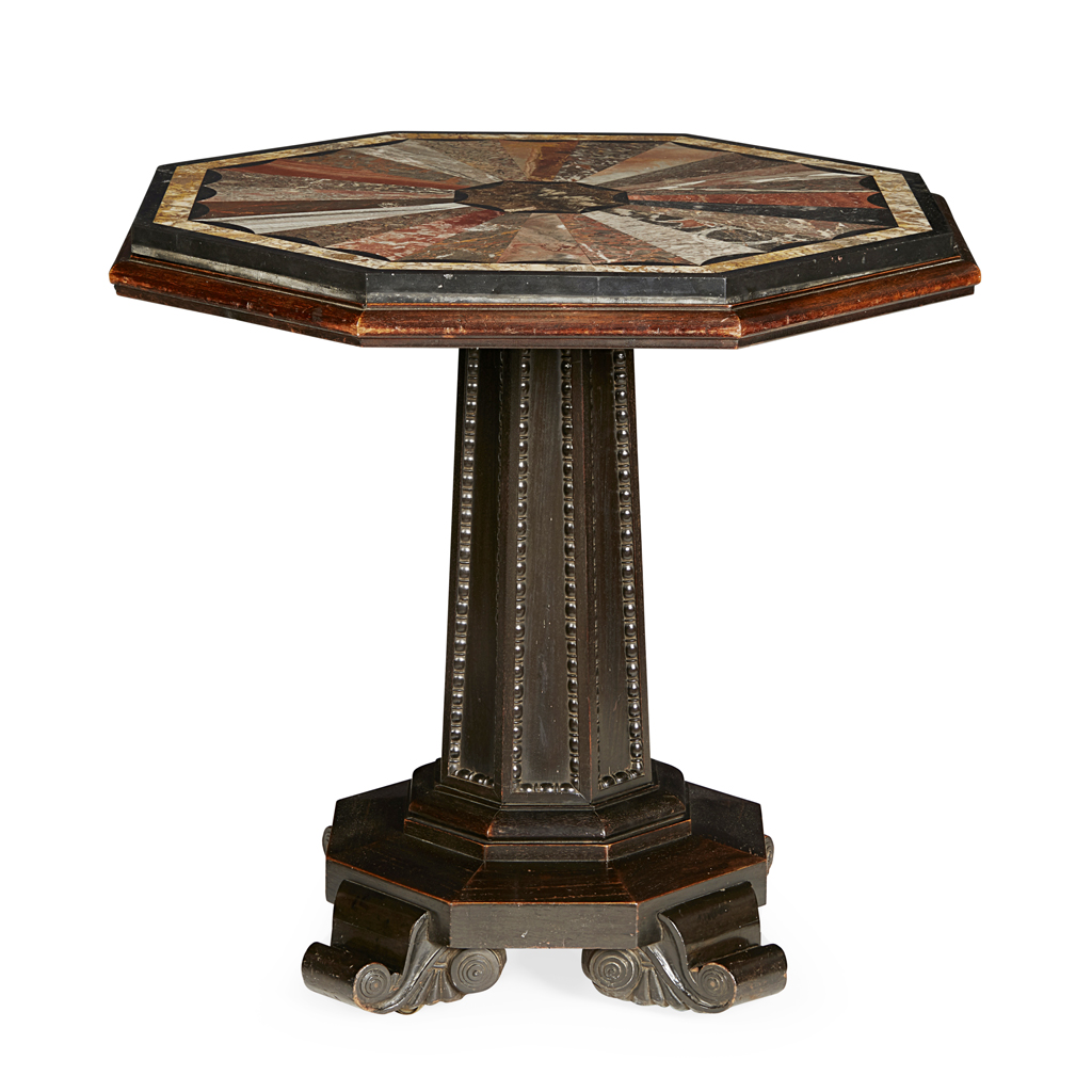 GEORGE IV SPECIMEN MARBLE AND MAHOGANY CENTRE TABLE