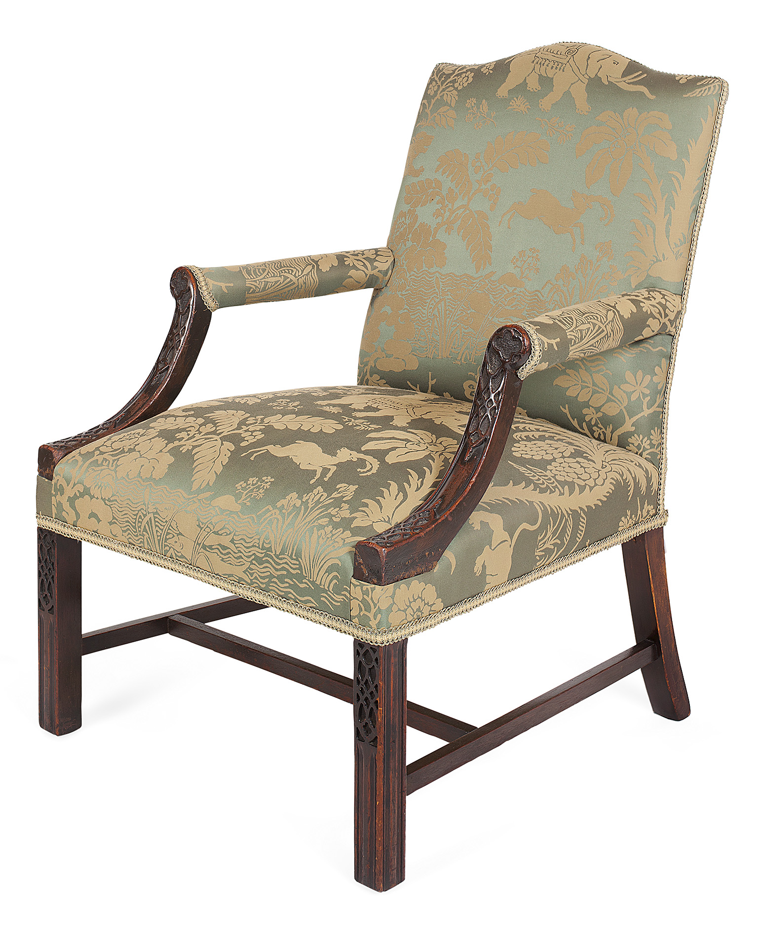 GEORGE III MAHOGANY OPEN ARMCHAIR