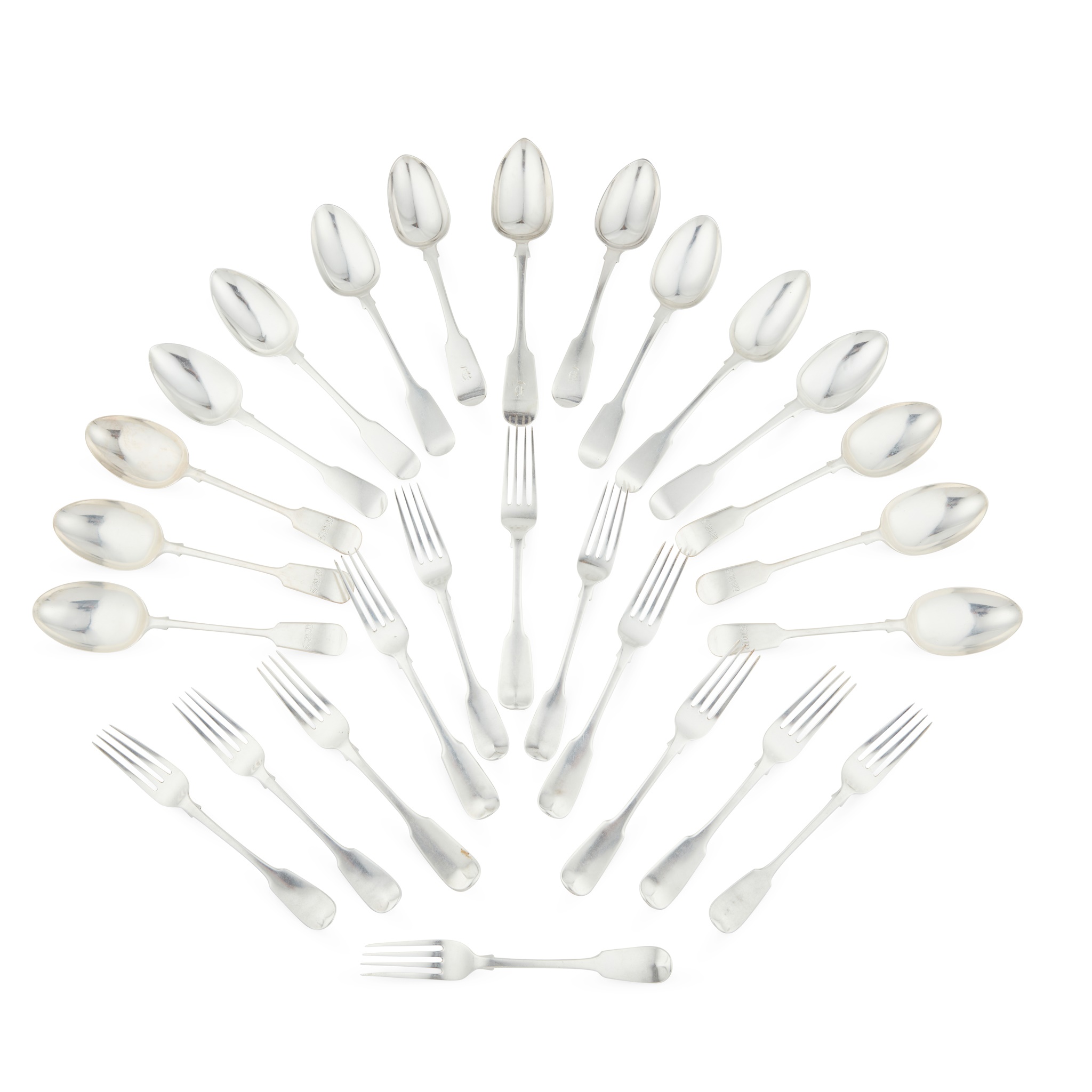 A matched collection of Fiddle pattern flatware