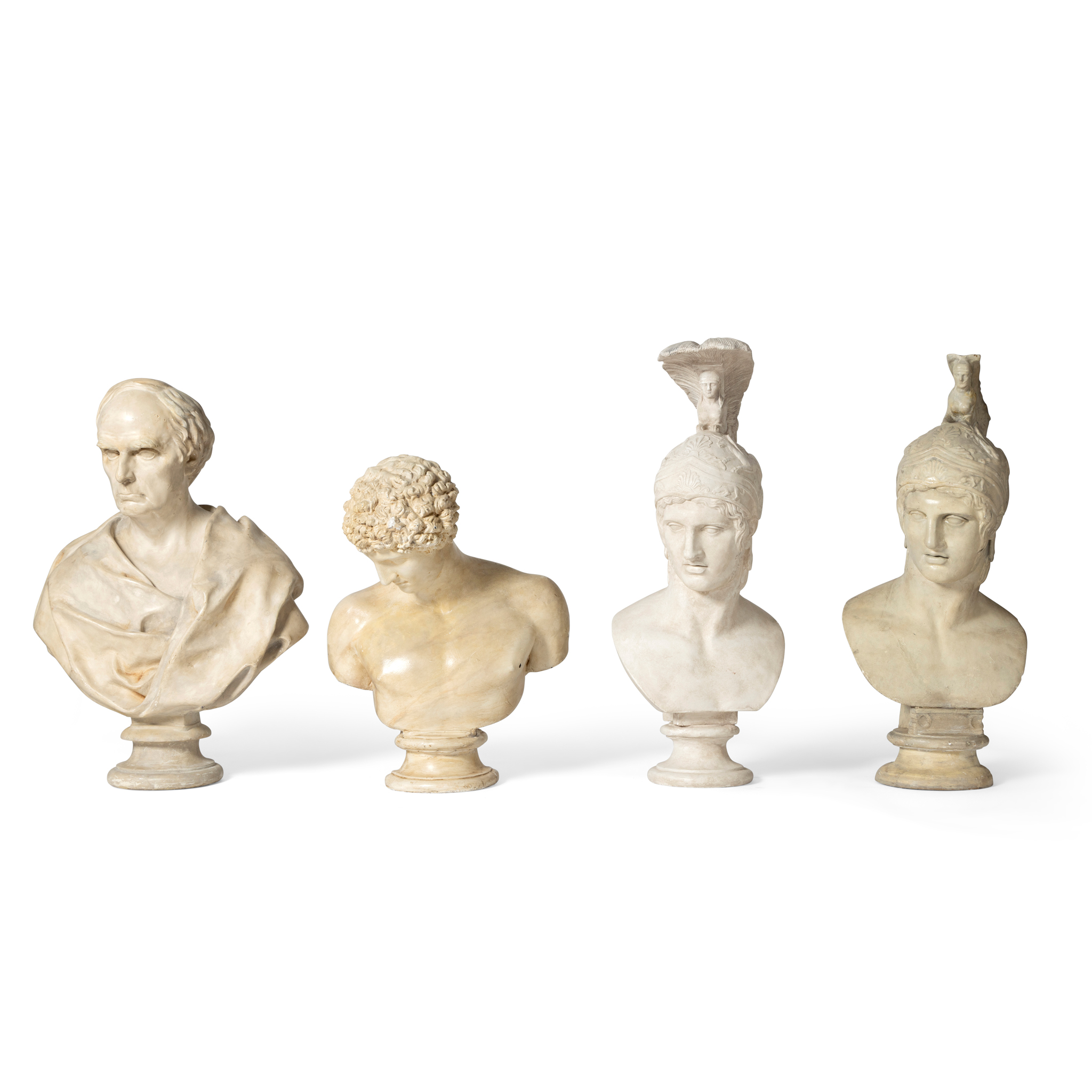 A GROUP OF PLASTER BUSTS