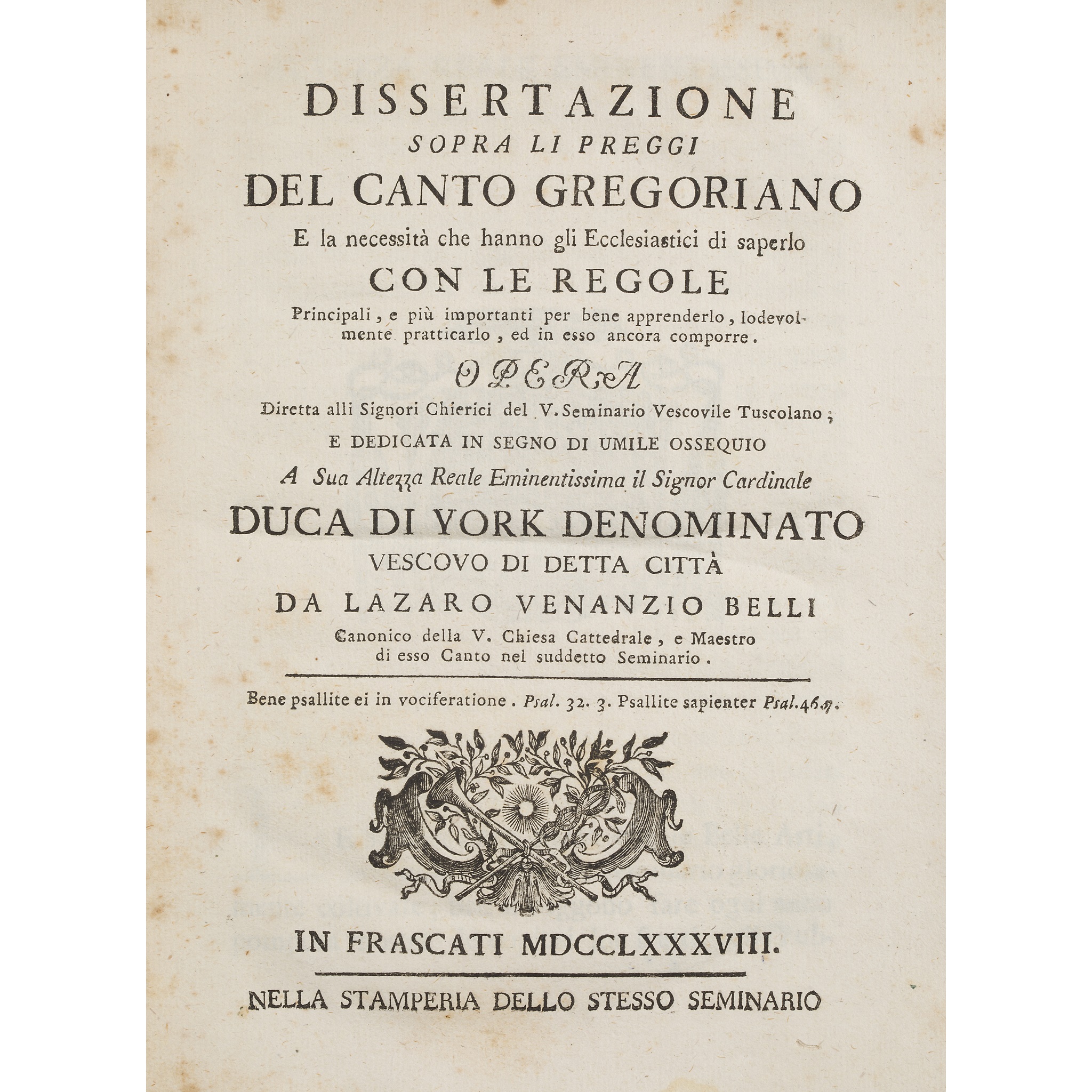 GREGORIAN CHANT - HENRY BENEDICT STUART, CARDINAL, DUKE OF YORK