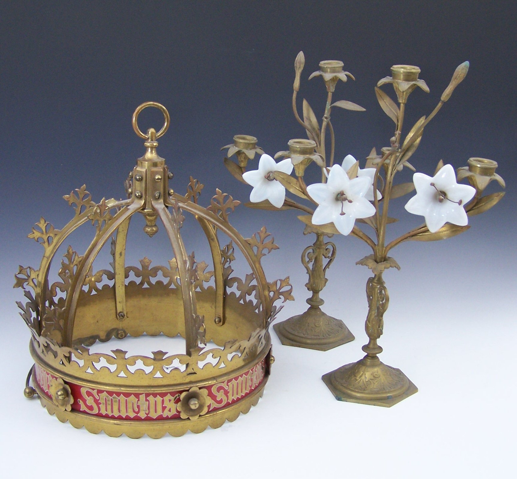 A 19th century gilt brass sacristy corona,