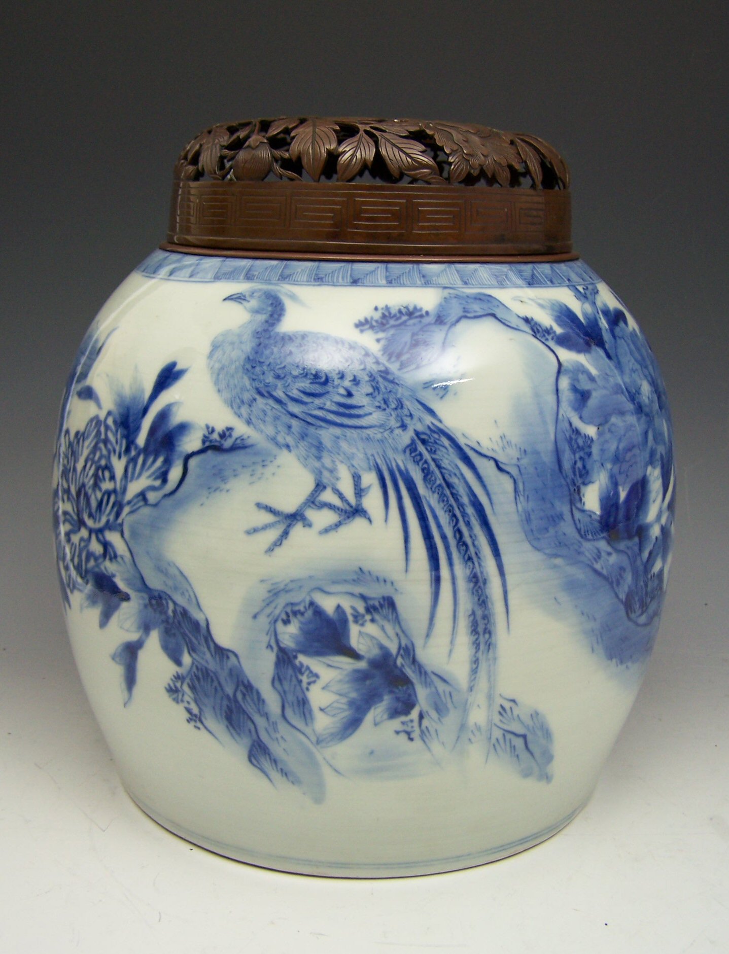 A Japanese Meiji period blue painted vase