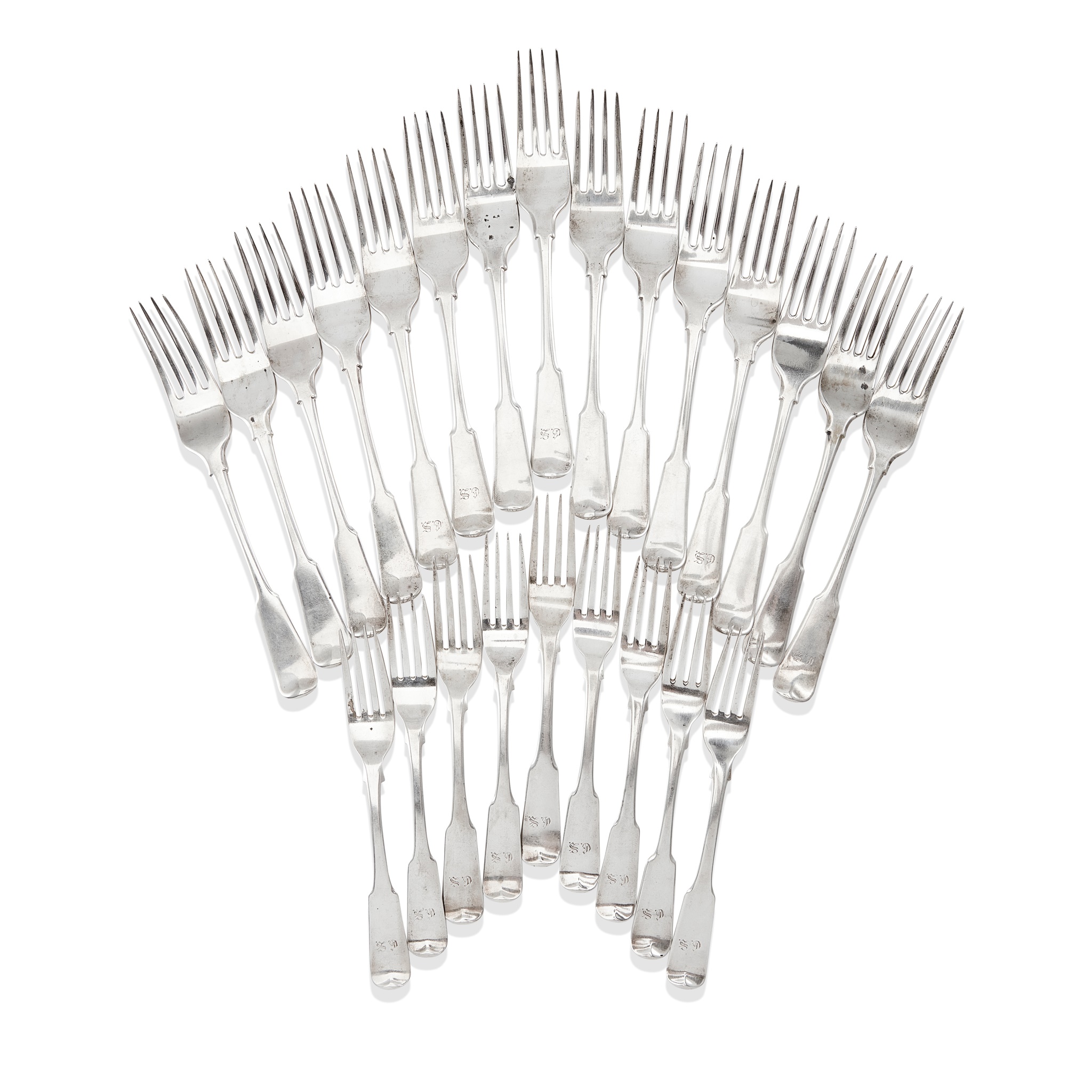 ABERDEEN - A SET OF FIFTEEN SCOTTISH PROVINCIAL TABLE FORKS