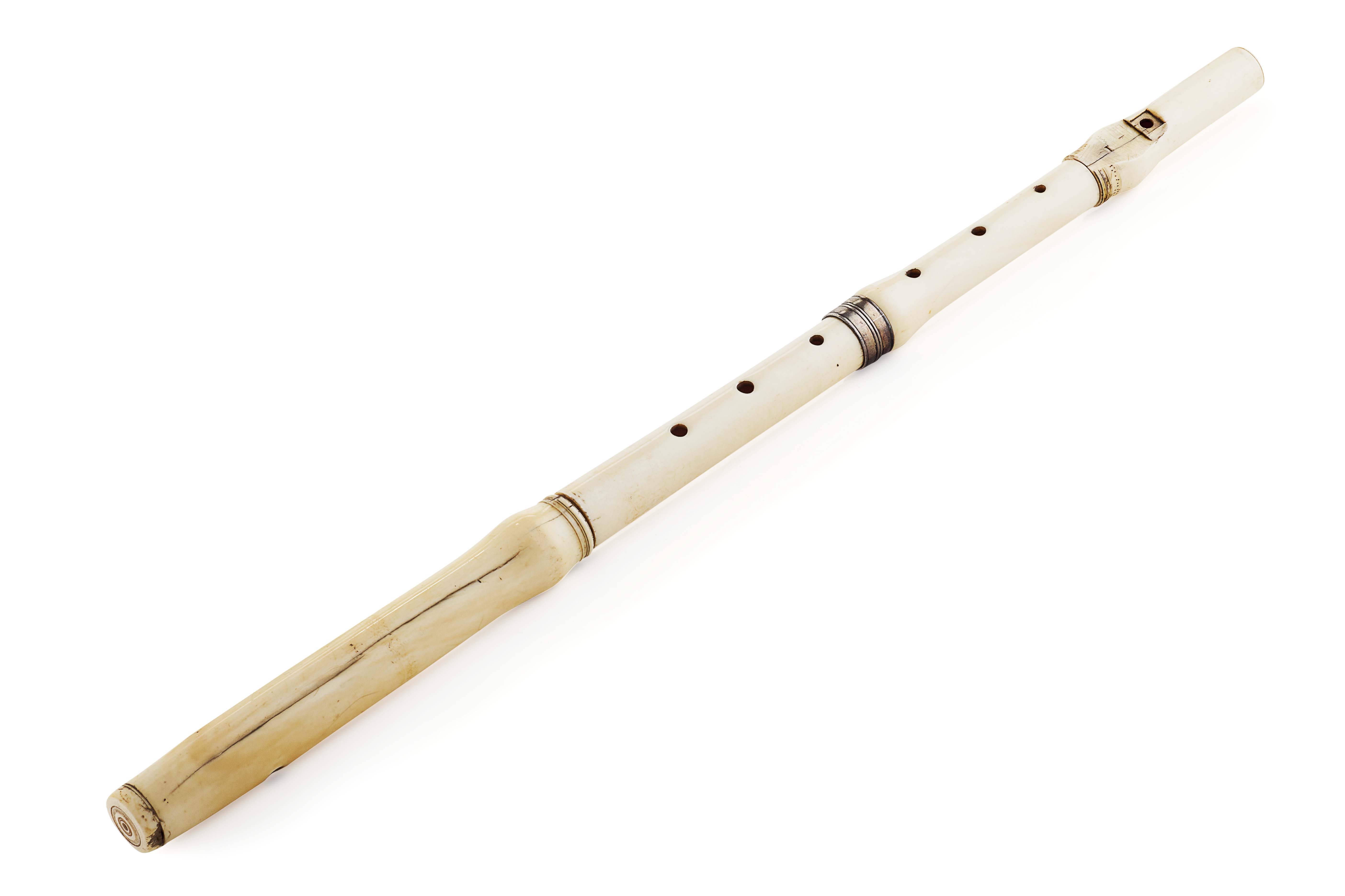Prince Charles Edward Stuart's, ivory and silver mounted baroque flute