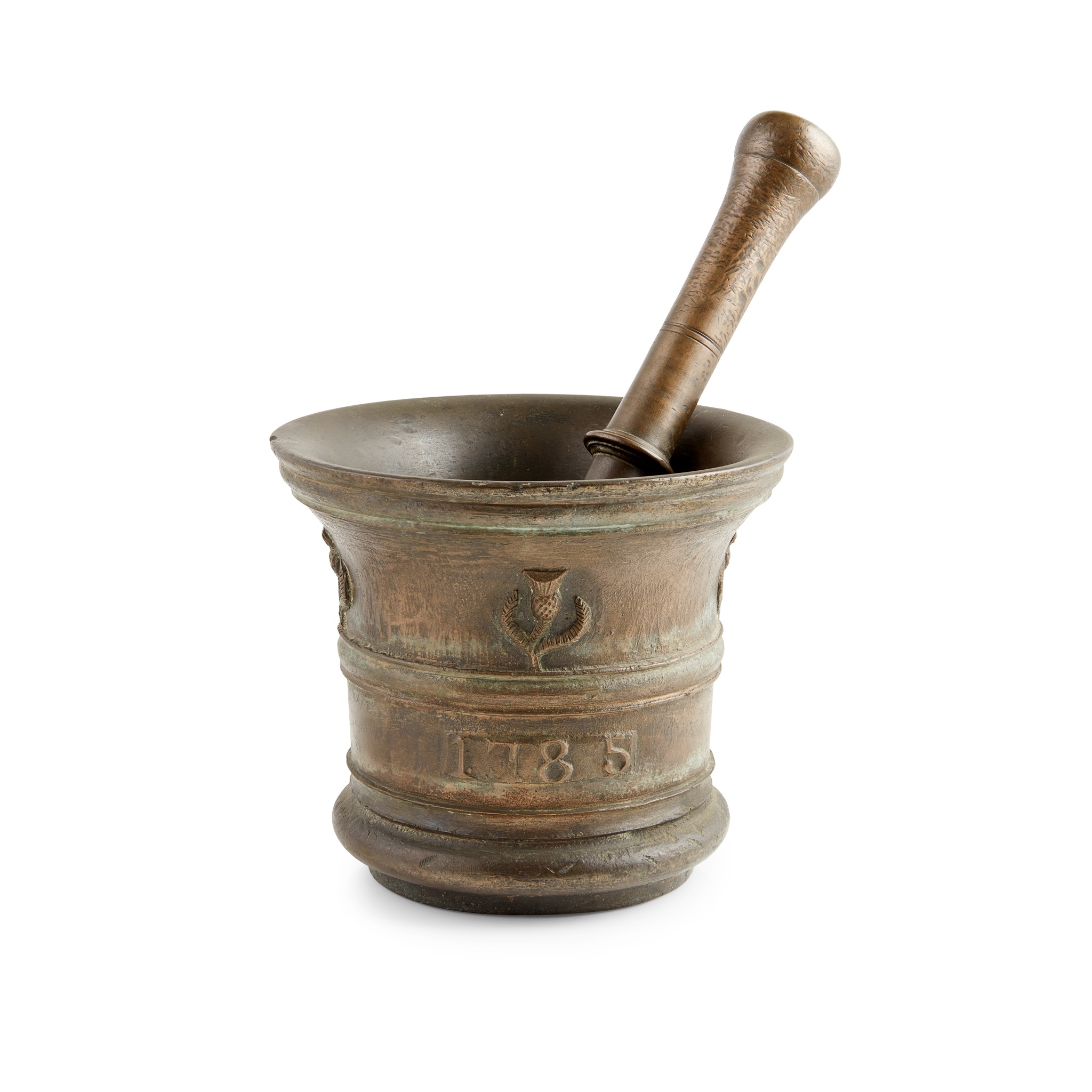 SCOTTISH BRONZE MORTAR AND PESTLE