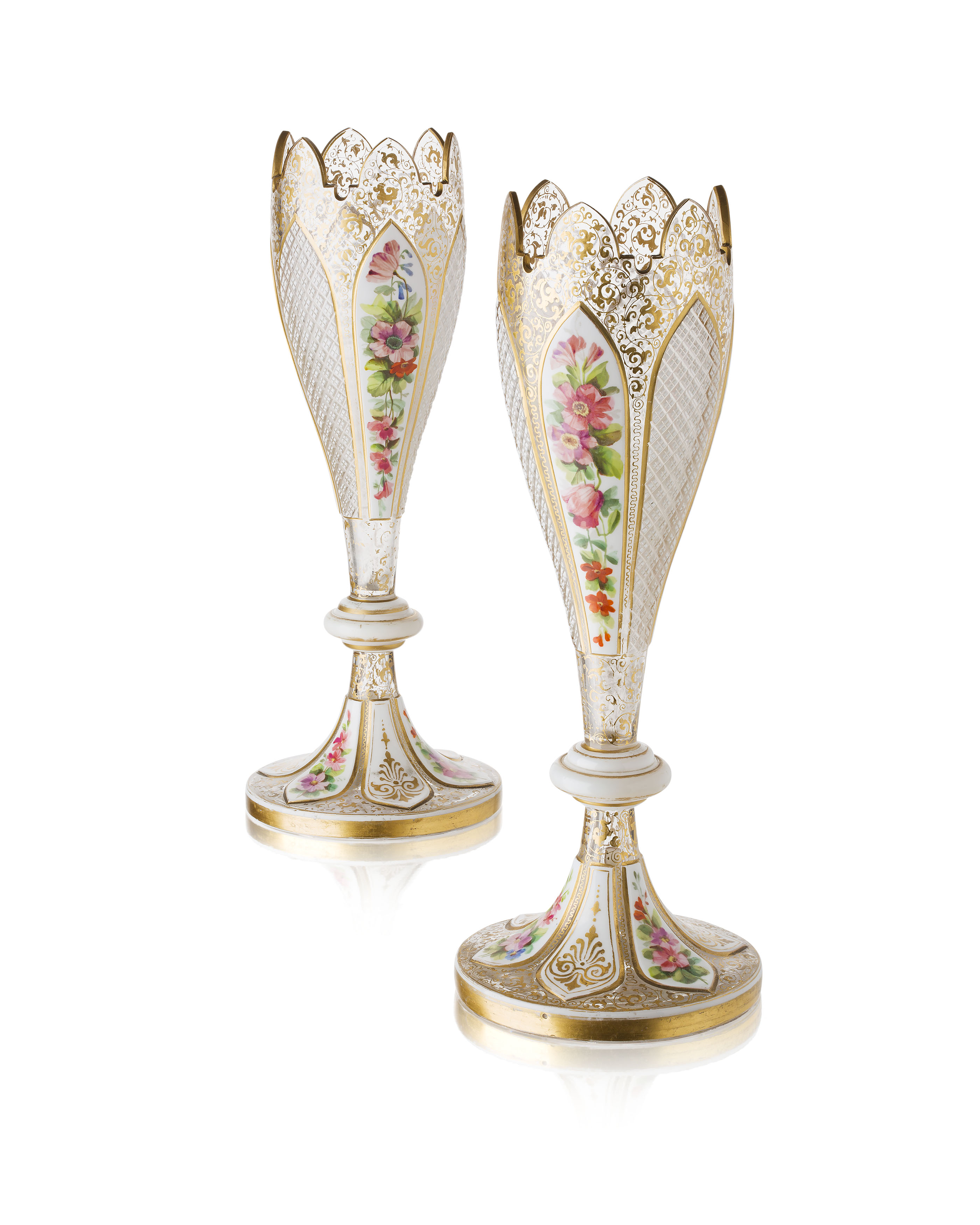 PAIR OF BOHEMIAN GLASS VASES
