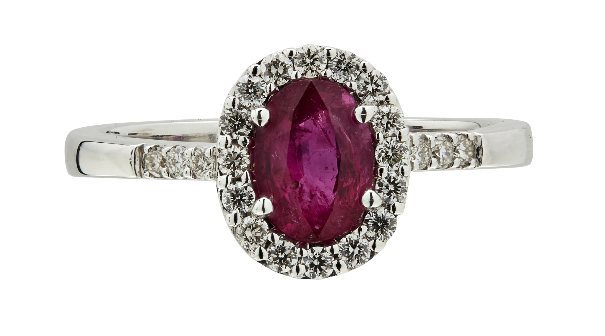 A ruby and diamond set cluster ring