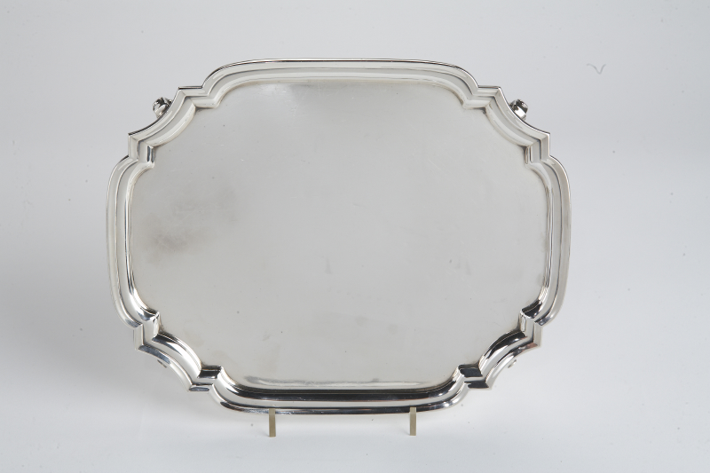 A small silver drinks tray