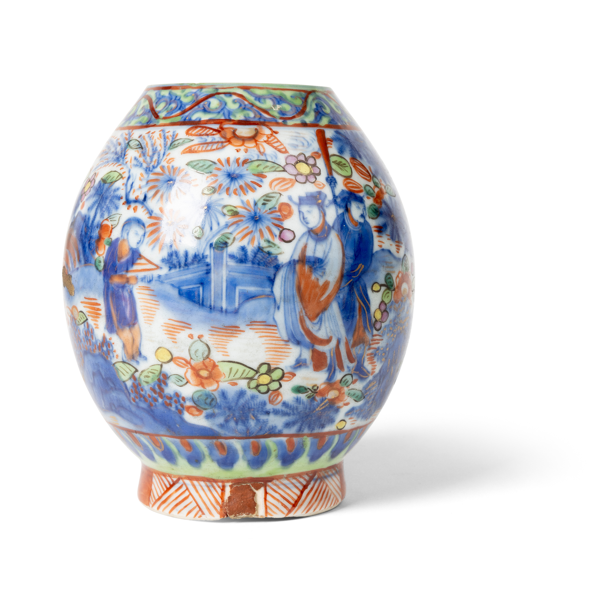 CHINESE BLUE AND WHITE 'CLOBBERED' JAR
