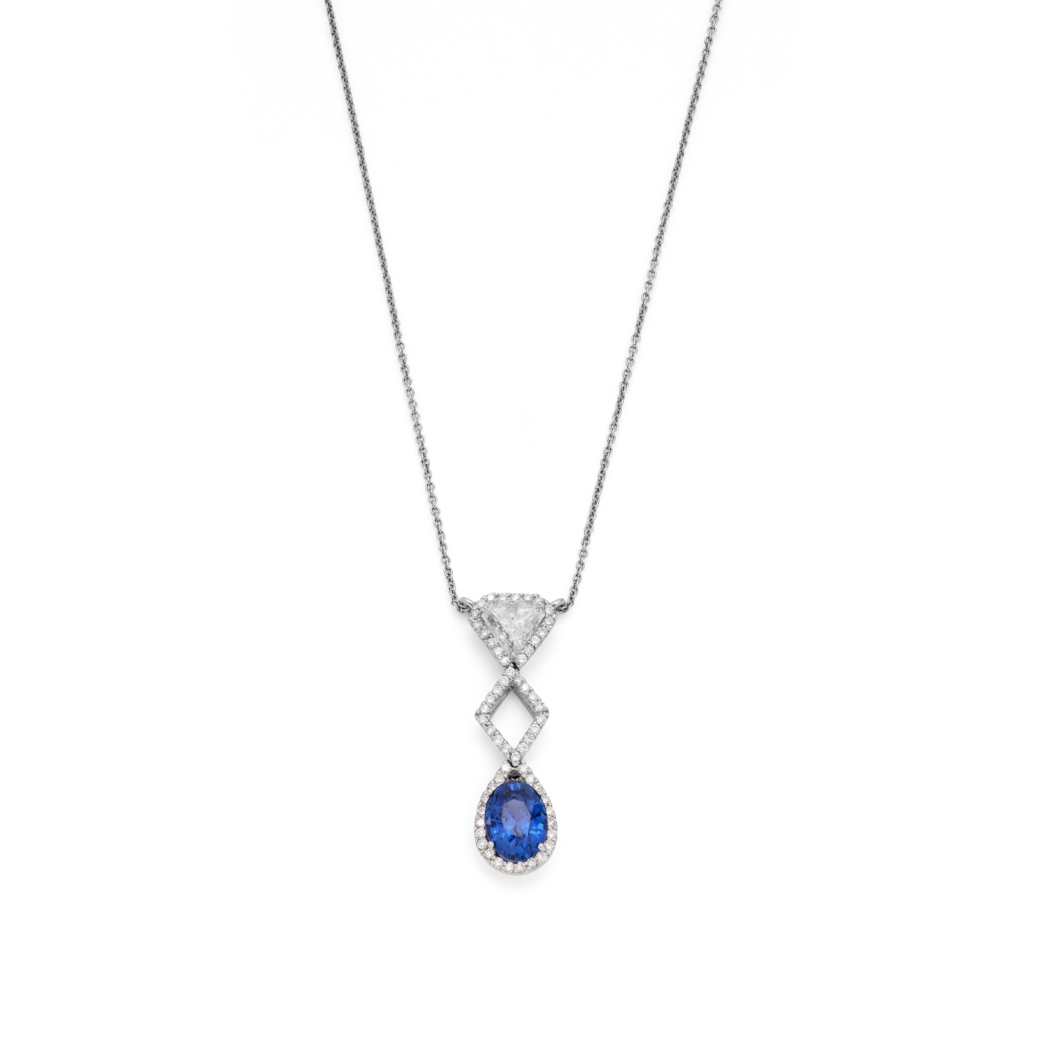 A sapphire and diamond pendant necklace
