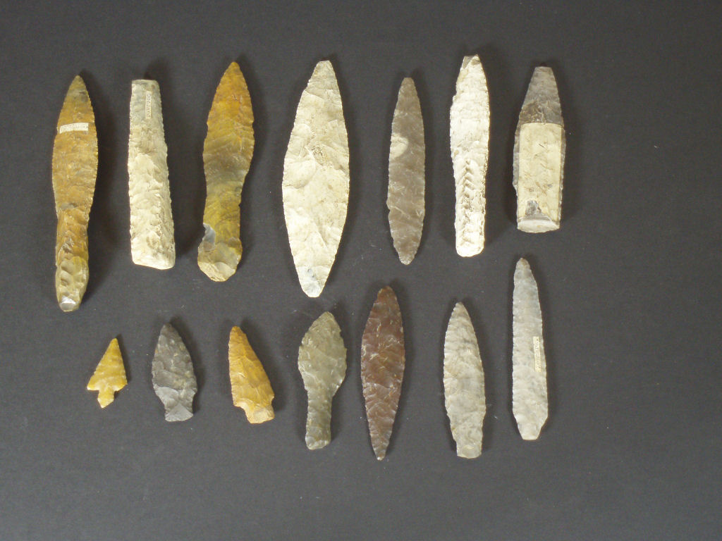 A collection of Neolithic Scandinavian flint implements, circa 2000 B.C.