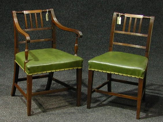 A set of three 19th century mahogany dining chairs,