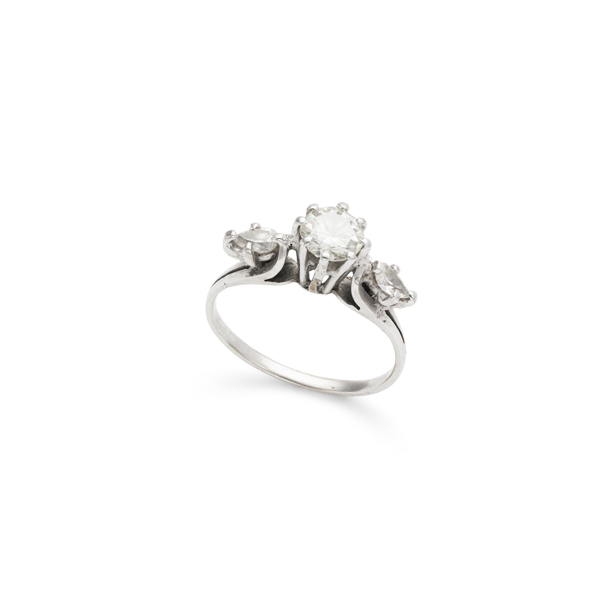 A diamond three-stone ring