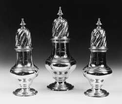 A set of three George III casters of baluster shape