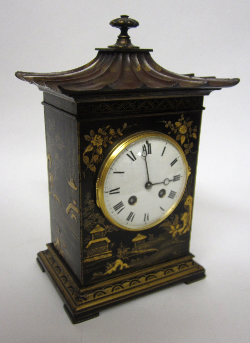 JAPANNED MANTLE CLOCK