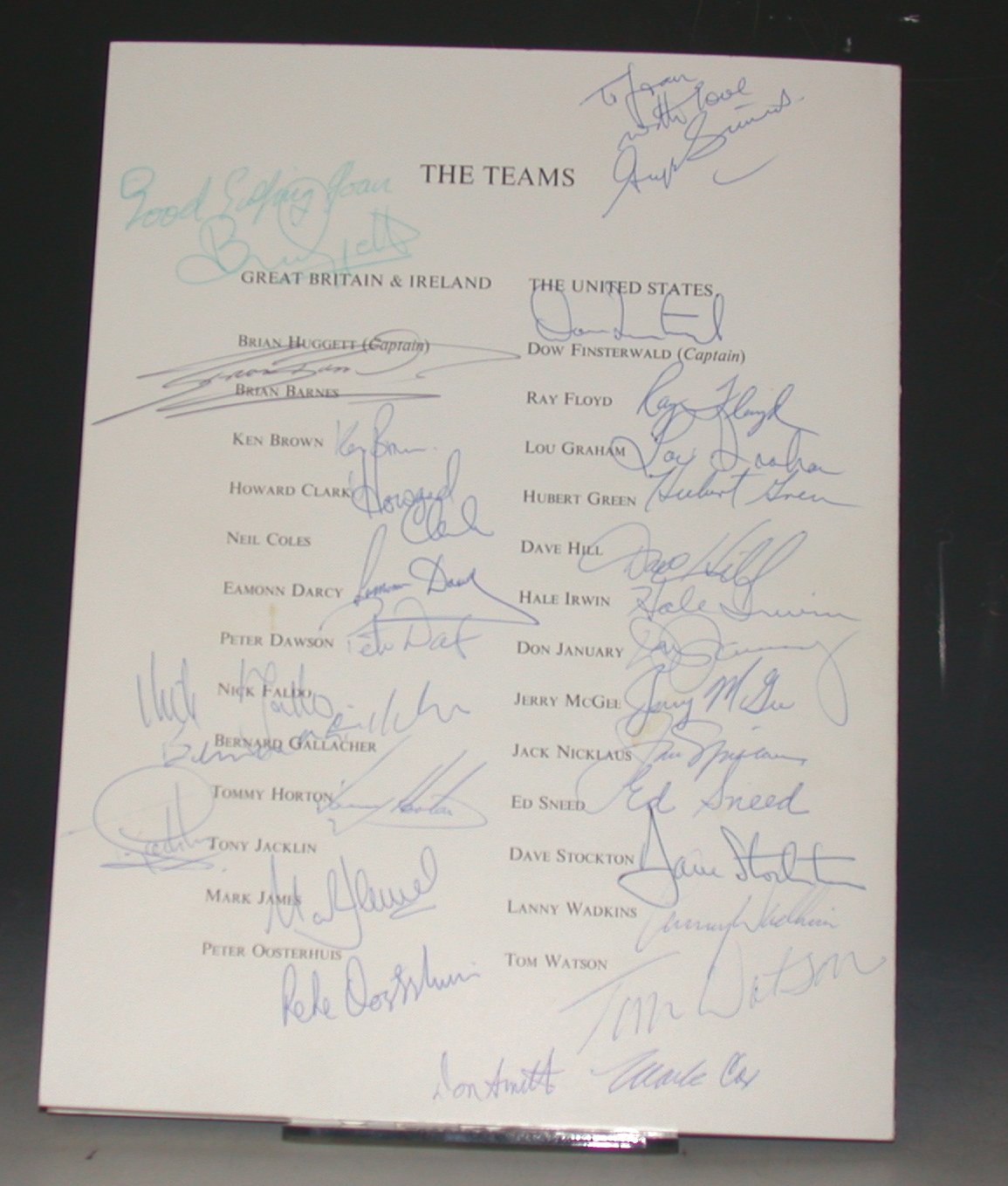 A 1977 Ryder Cup, Golden Jubilee Dinner menu card,