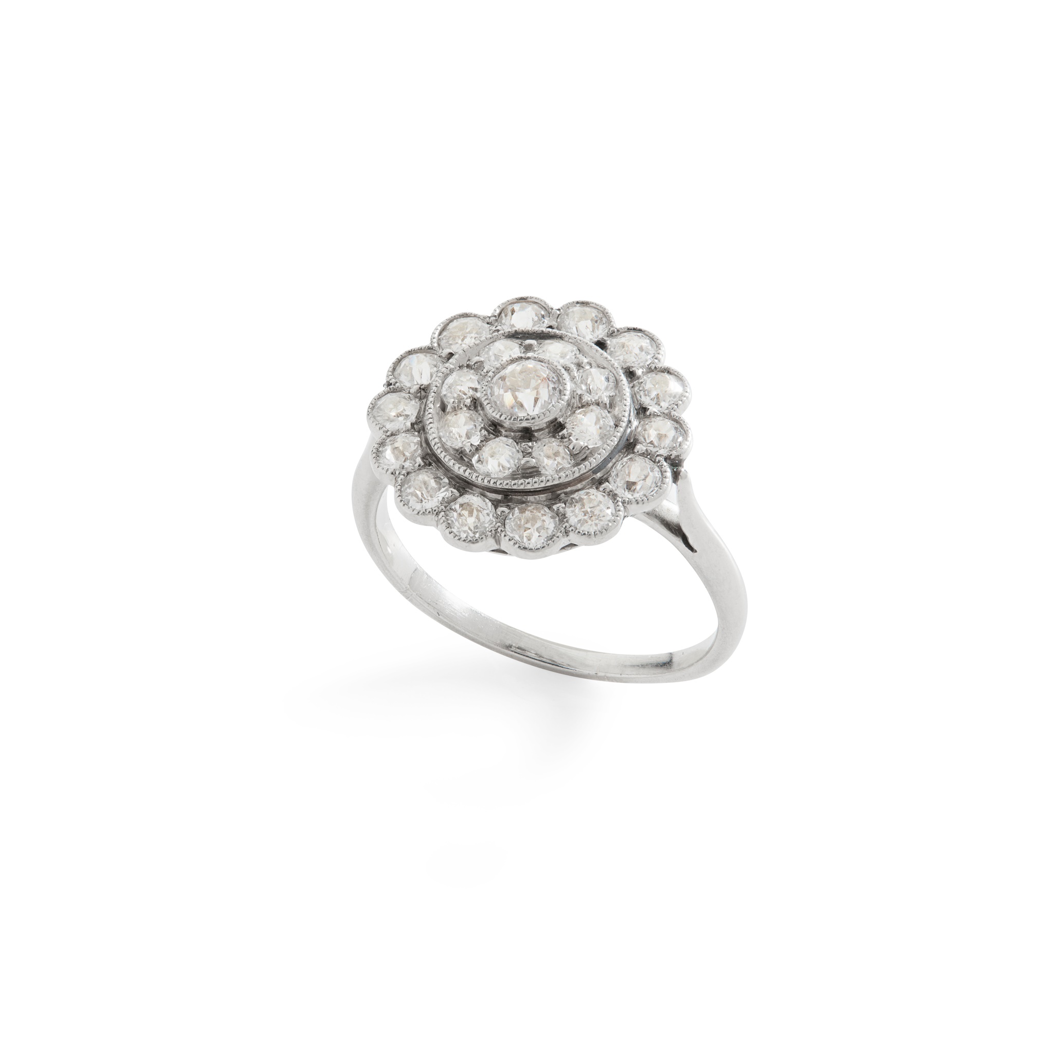 A millegrain-set diamond cluster ring