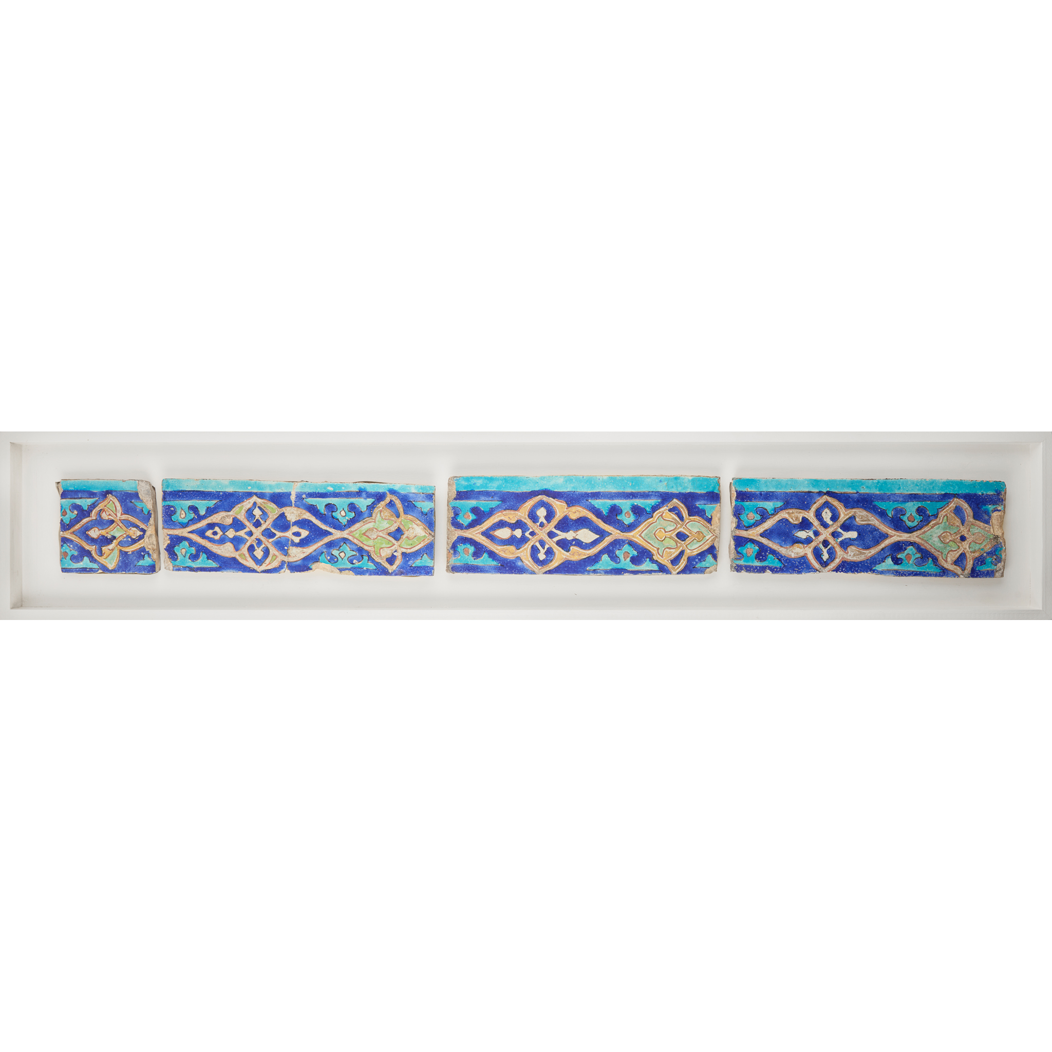 A TIMURID POLYCHROME CUERDA SECA FRIEZE