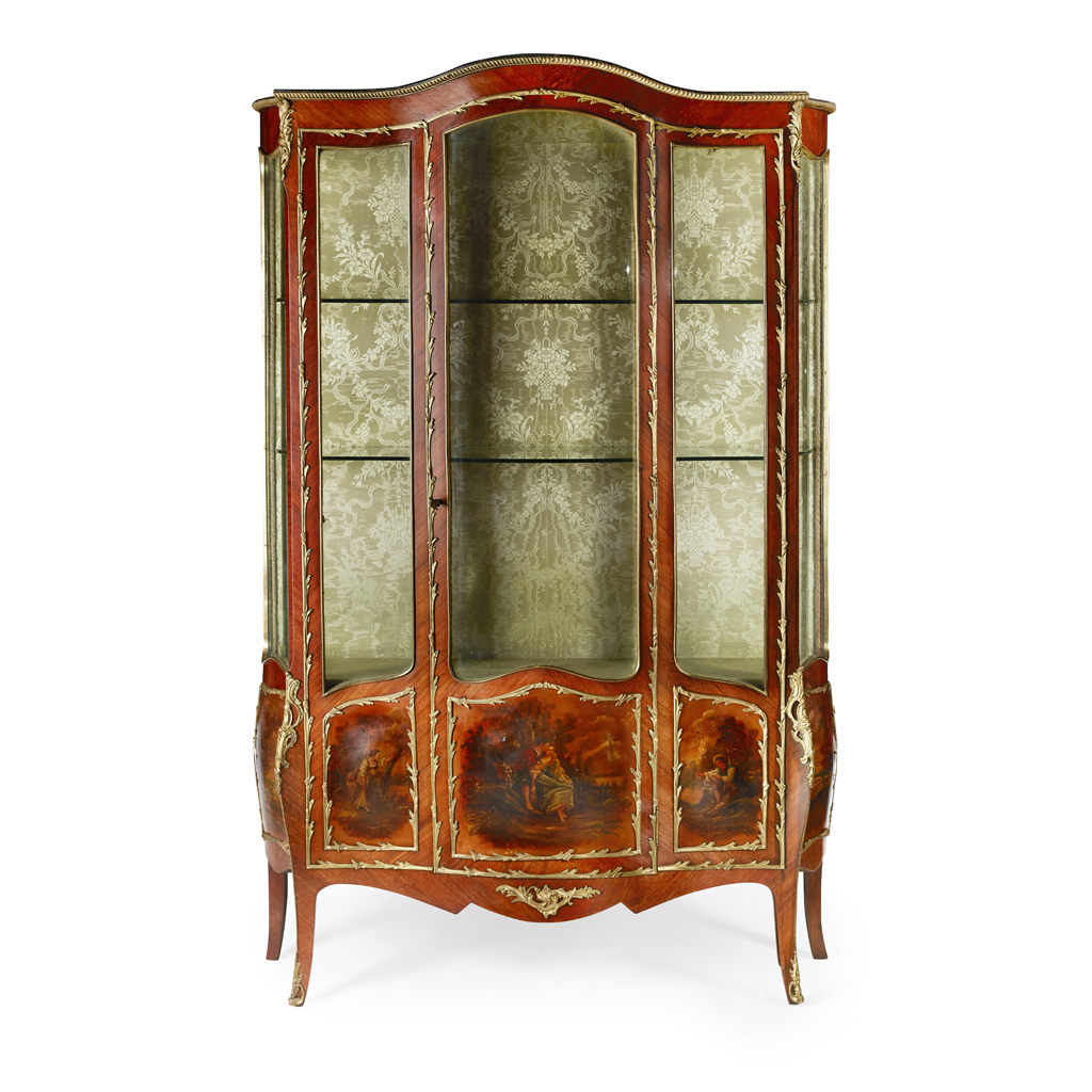 FRENCH KINGWOOD AND VERNIS MARTIN DISPLAY CABINET