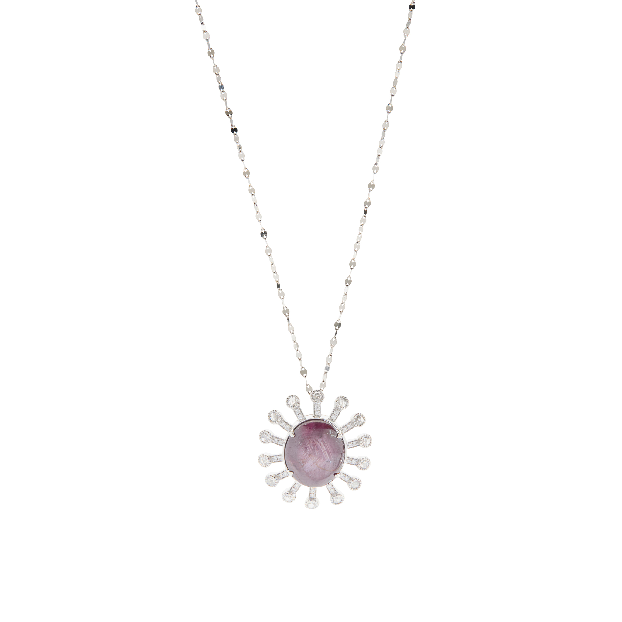 A platinum star-ruby and diamond pendant