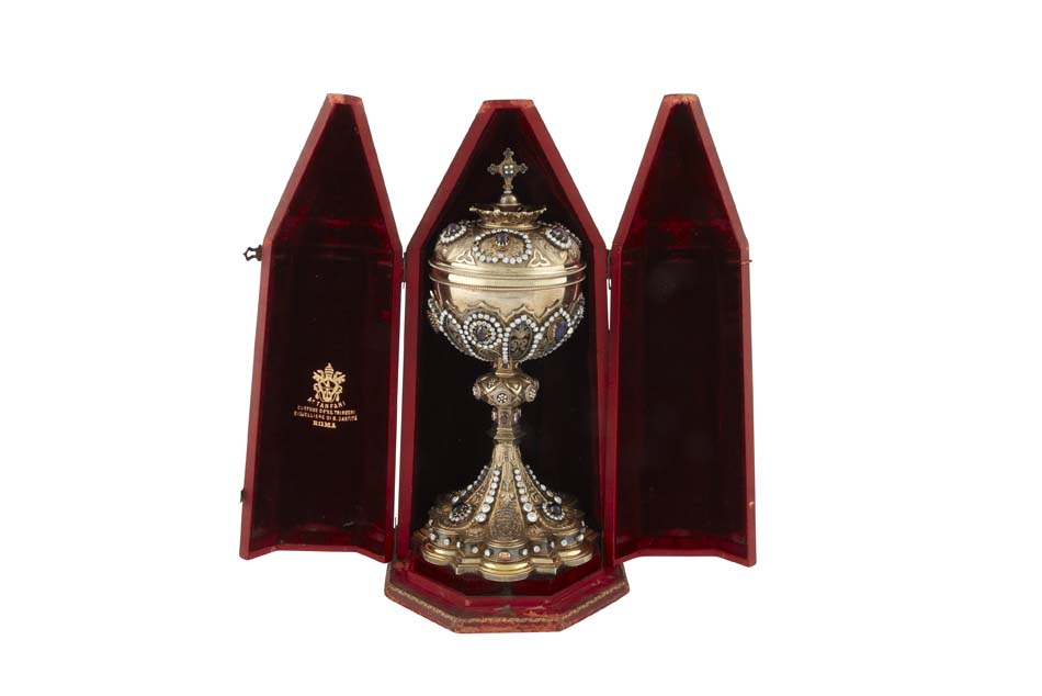 TANFANI - a jewelled silver gilt ciborium and cover