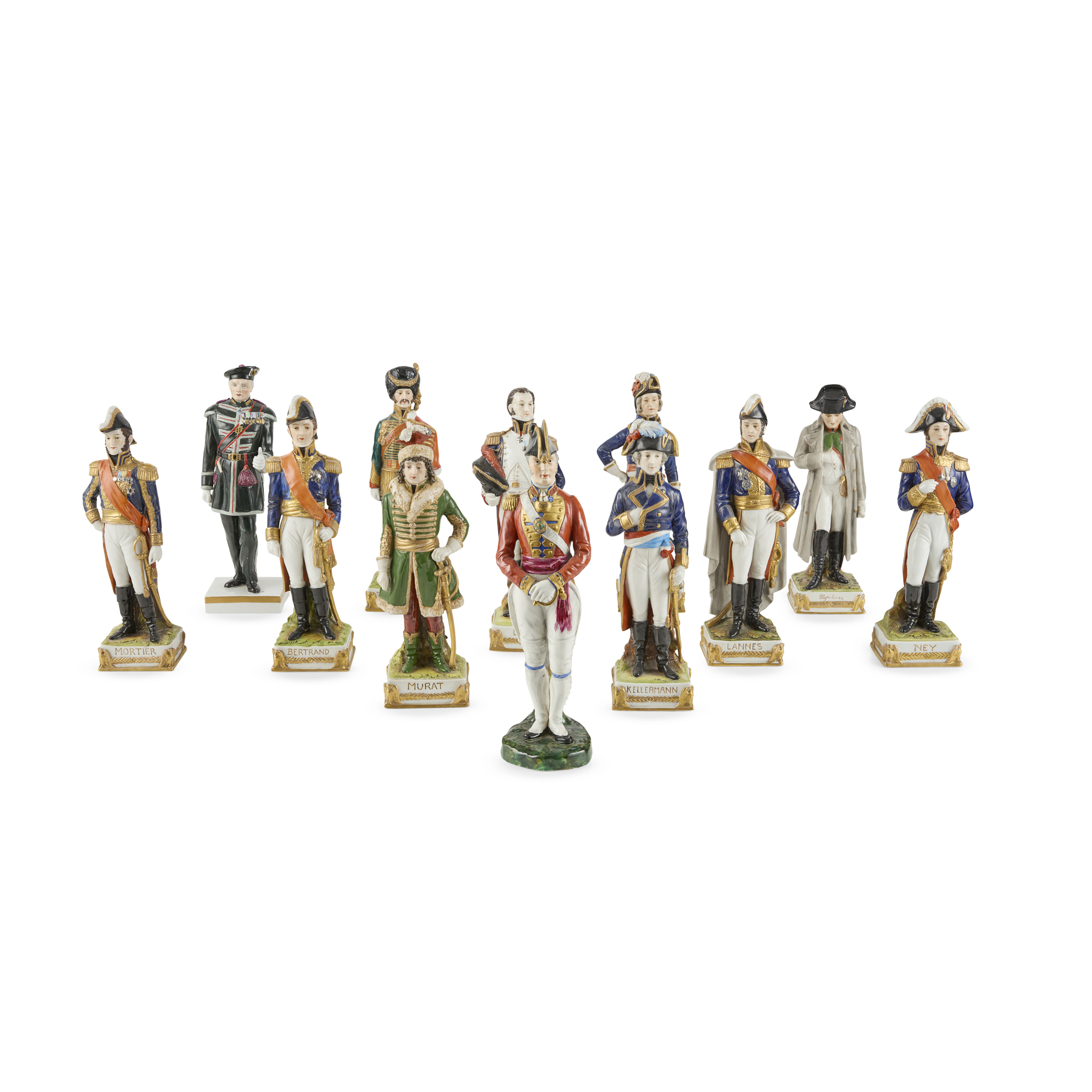 TEN SCHEIBE-ALSBACH PORCELAIN MILITARY FIGURES